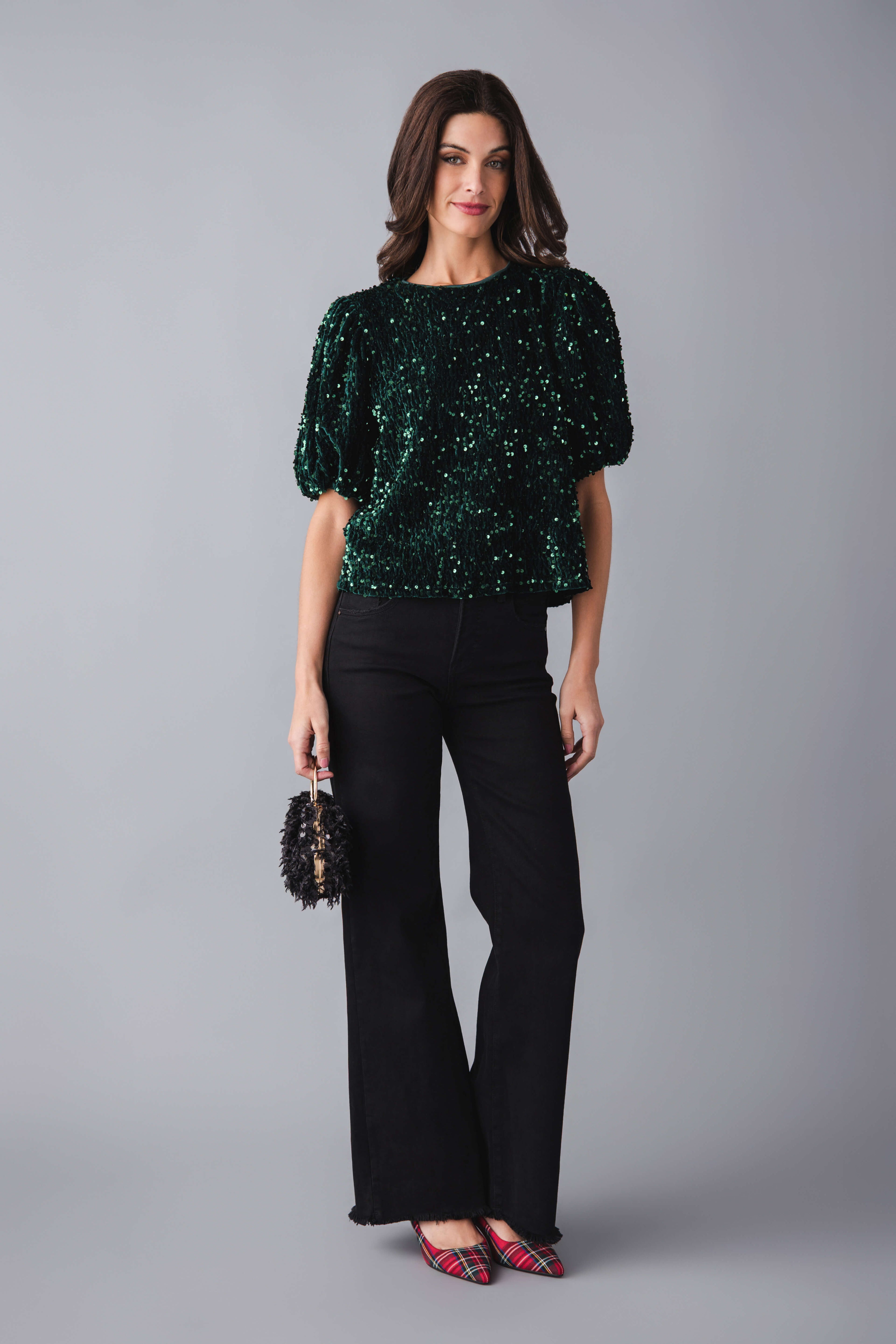 Vine & Love Sparkling Sequin Velvet Top