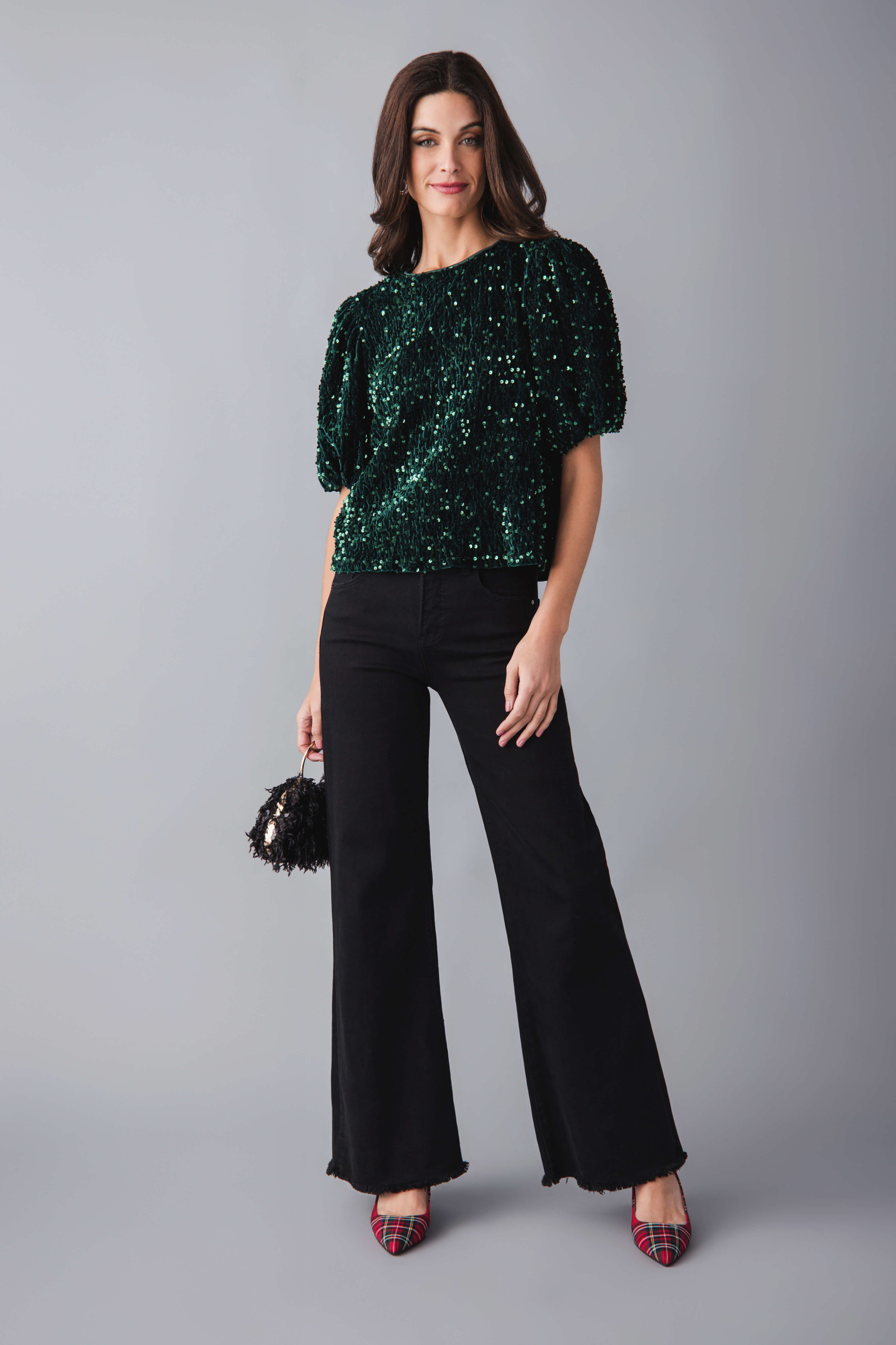 Vine & Love Sparkling Sequin Velvet Top