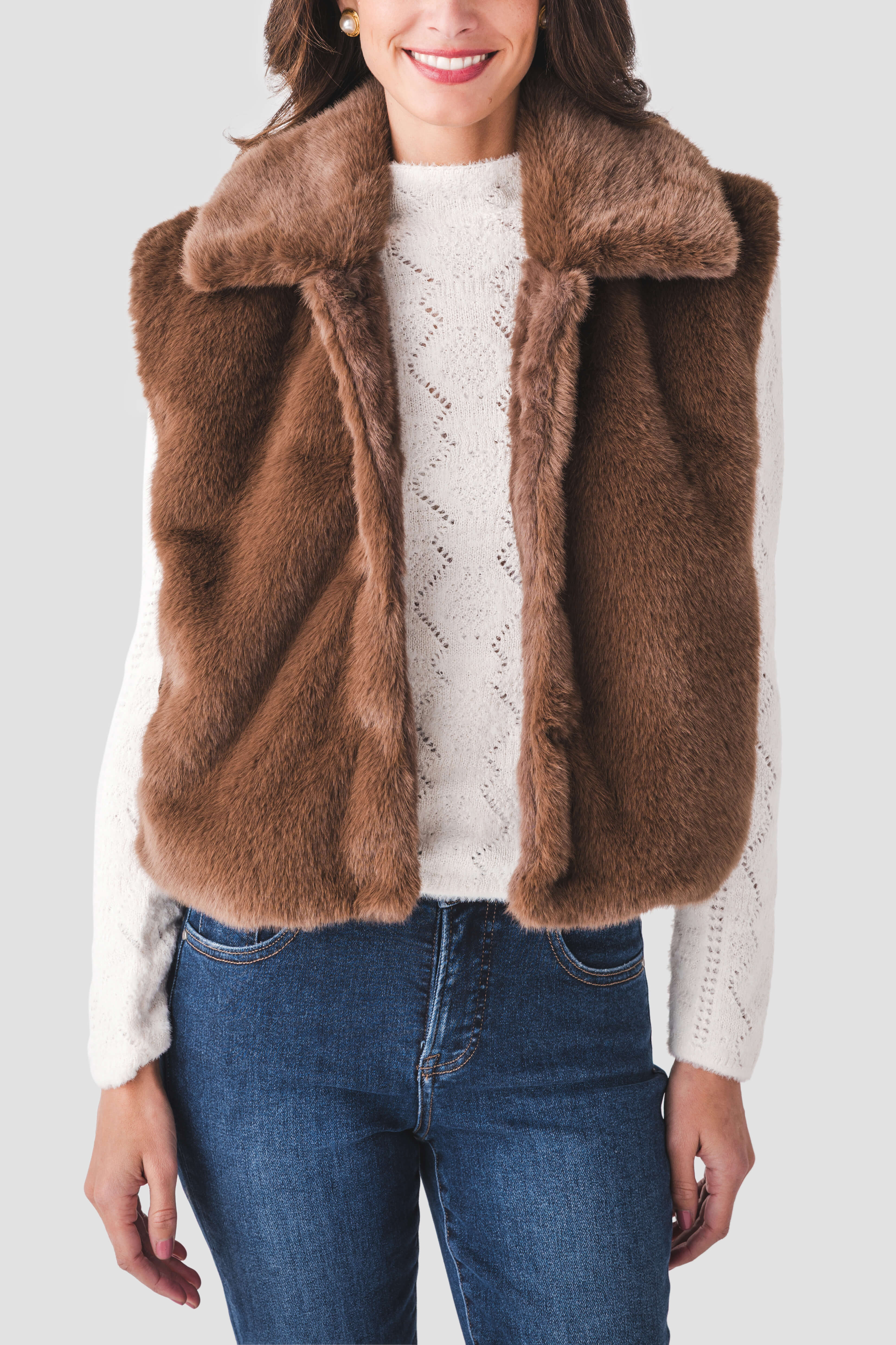 Dress Forum Collared Faux Fur Vest
