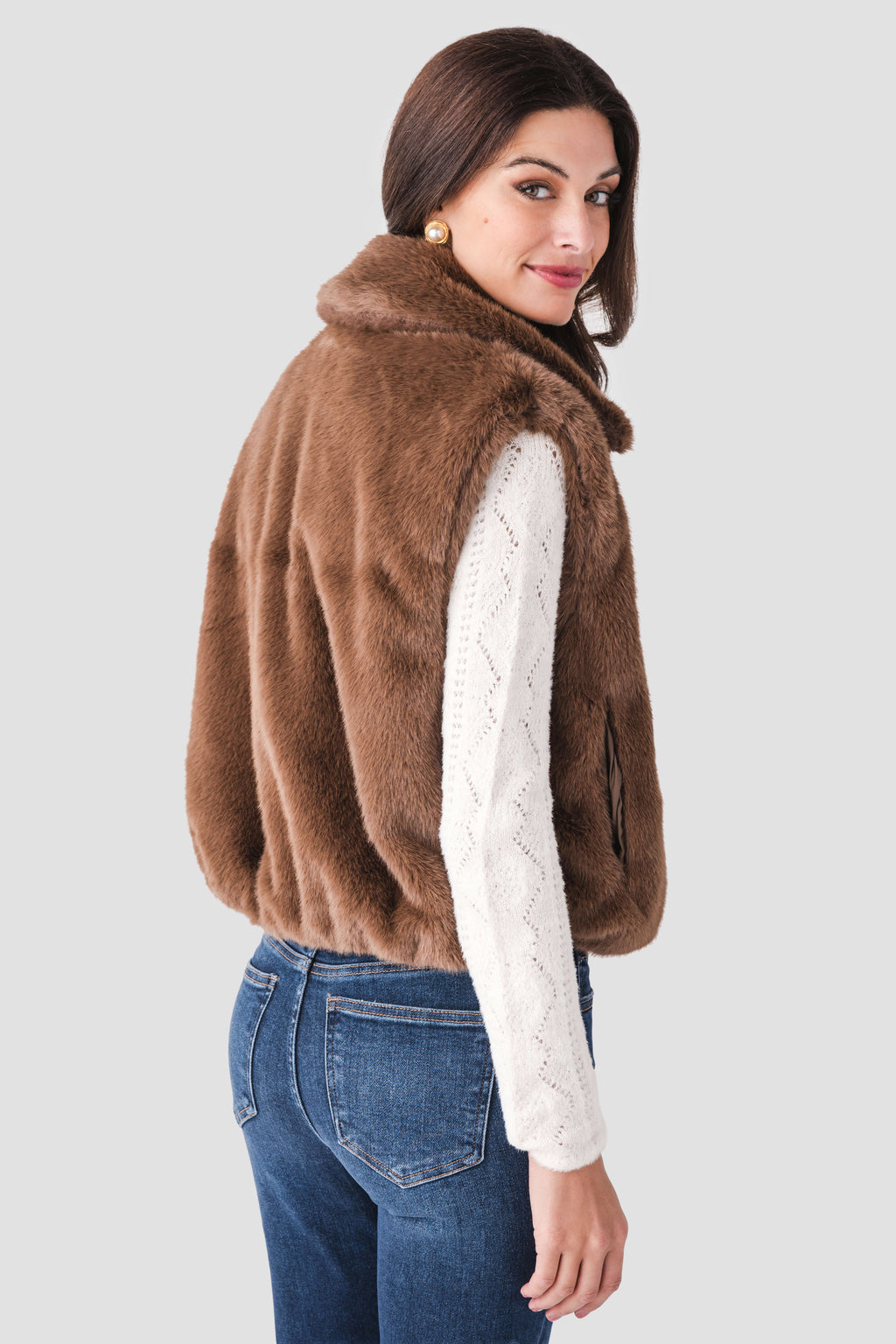 Dress Forum Collared Faux Fur Vest