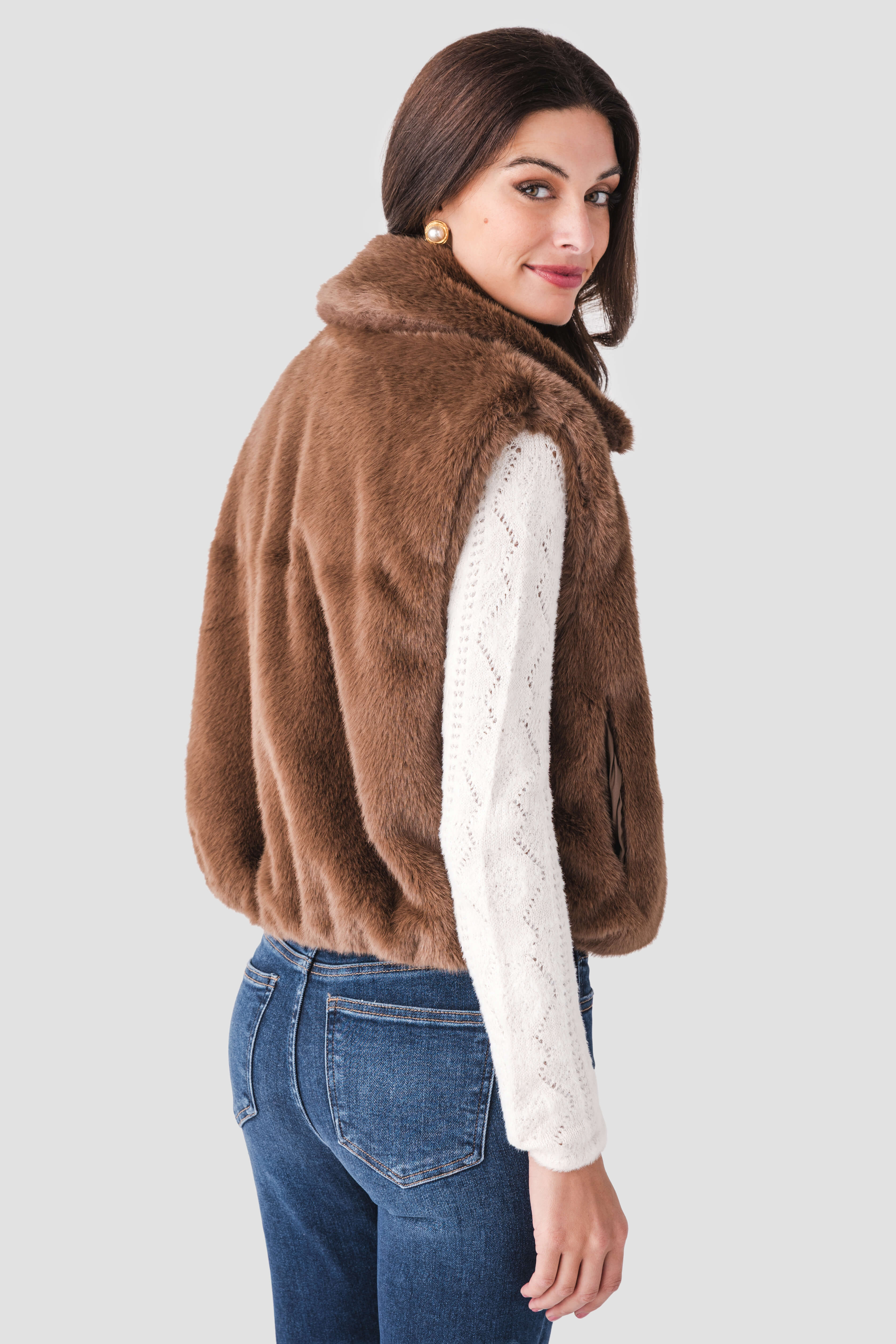 Dress Forum Collared Faux Fur Vest