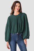 Pinch Pleated Bubble Hem Top