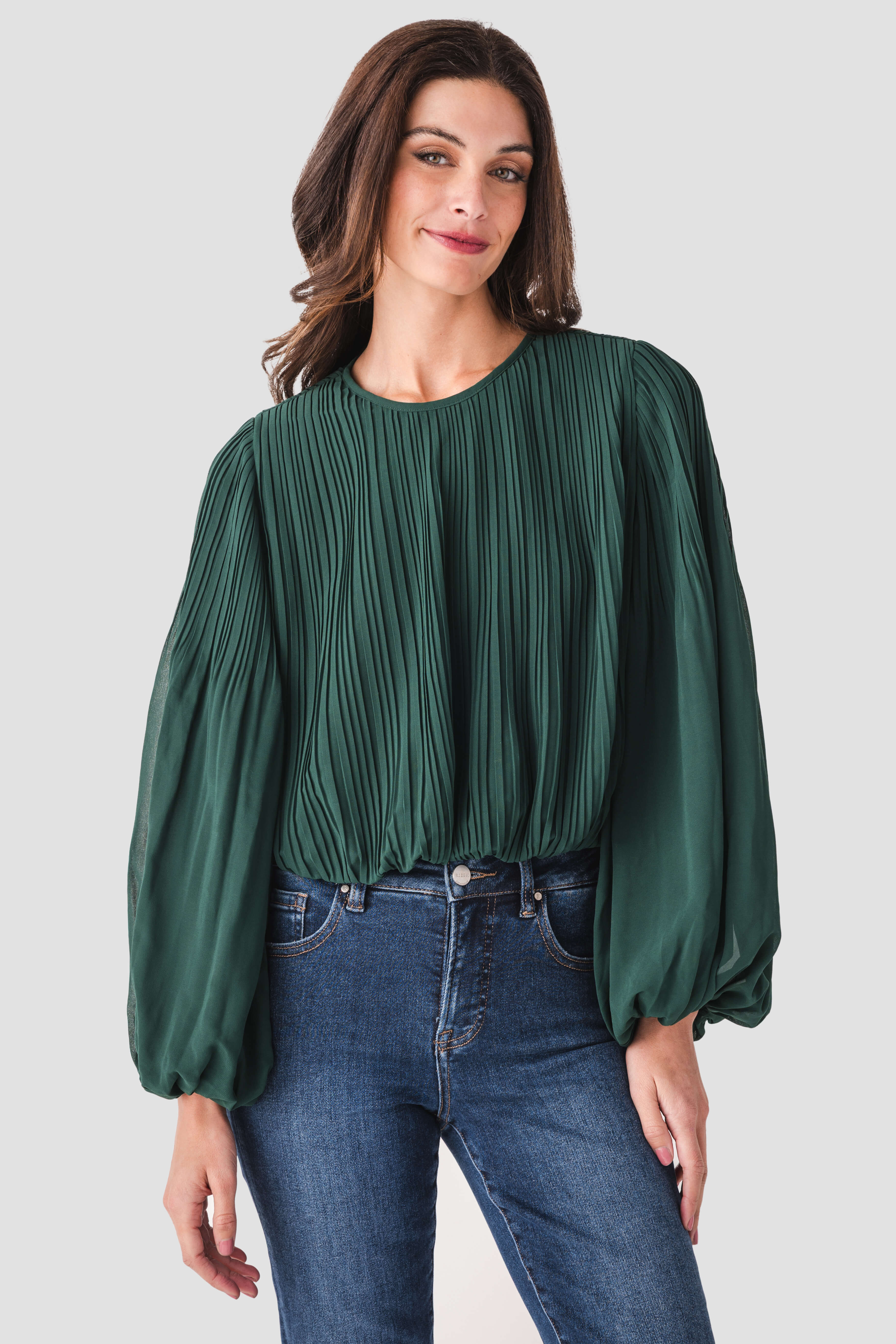 Pinch Pleated Bubble Hem Top