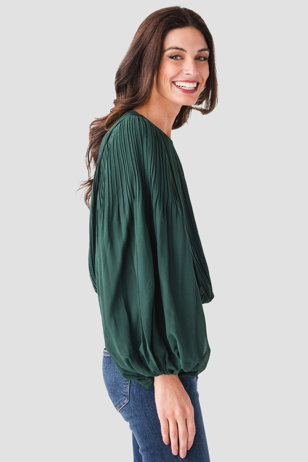Pinch Pleated Bubble Hem Top