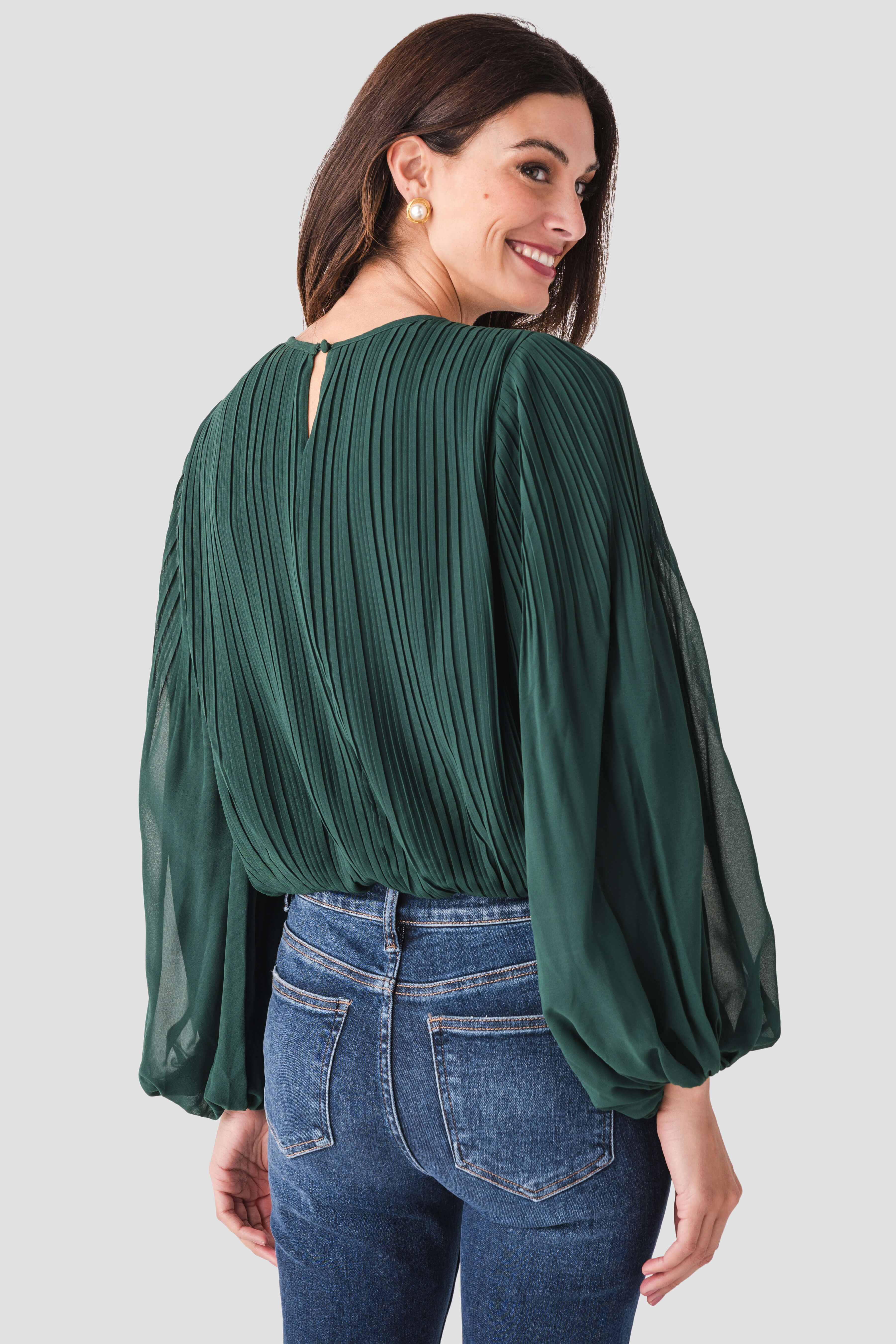 Pinch Pleated Bubble Hem Top