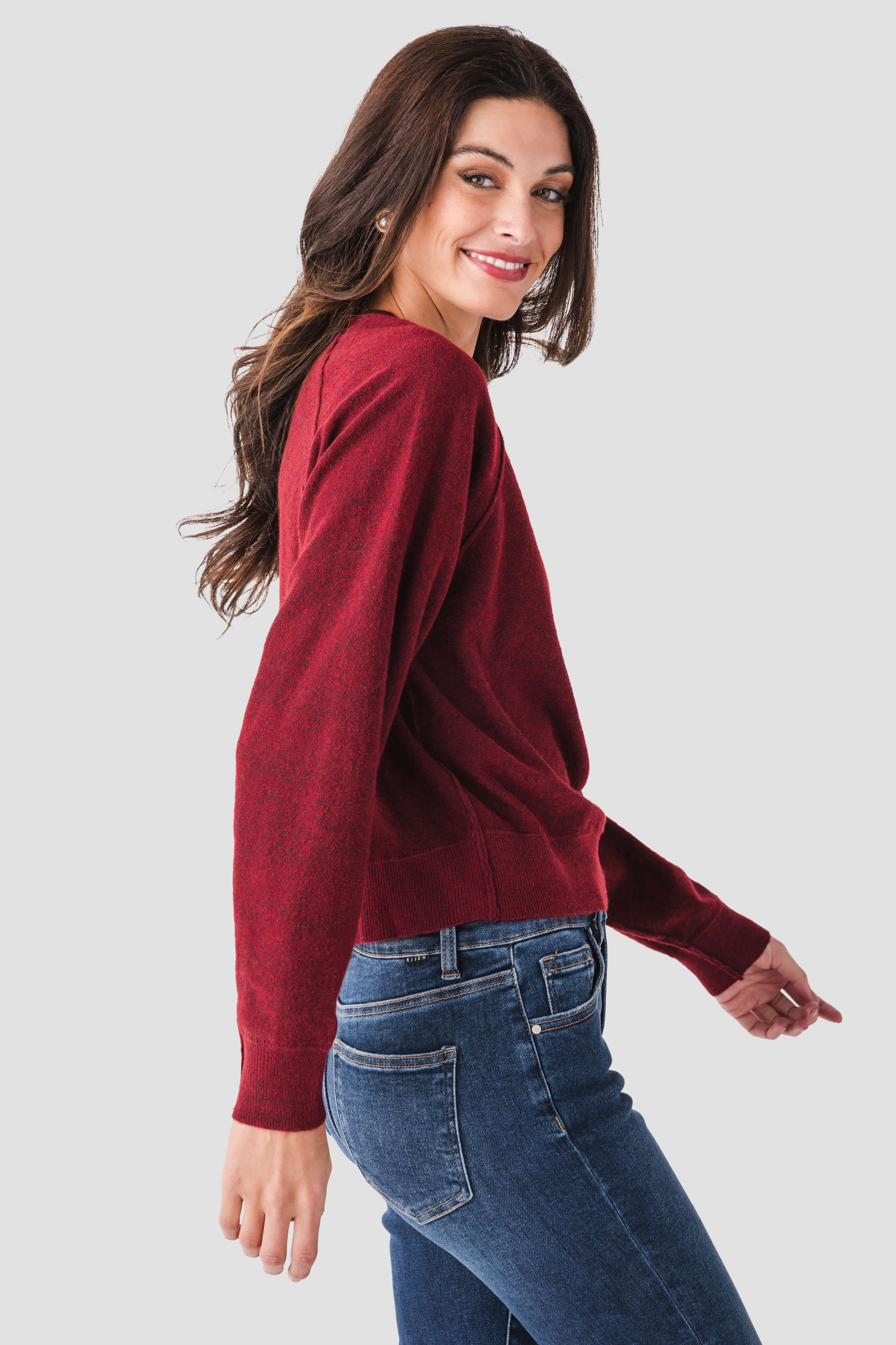 Blu Ivy Half-button Henley Knit Sweater