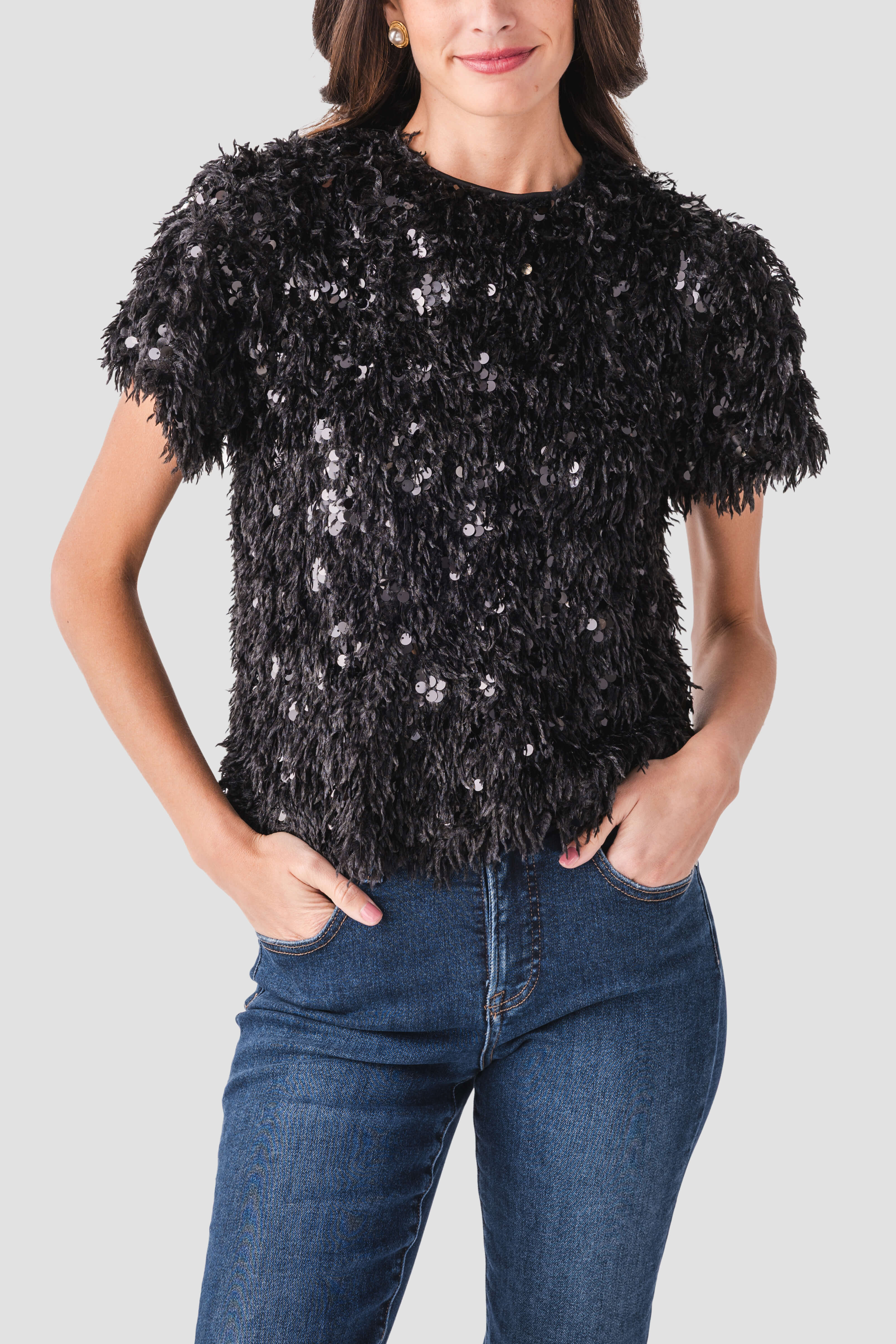 THML Sequin Eyelash Top