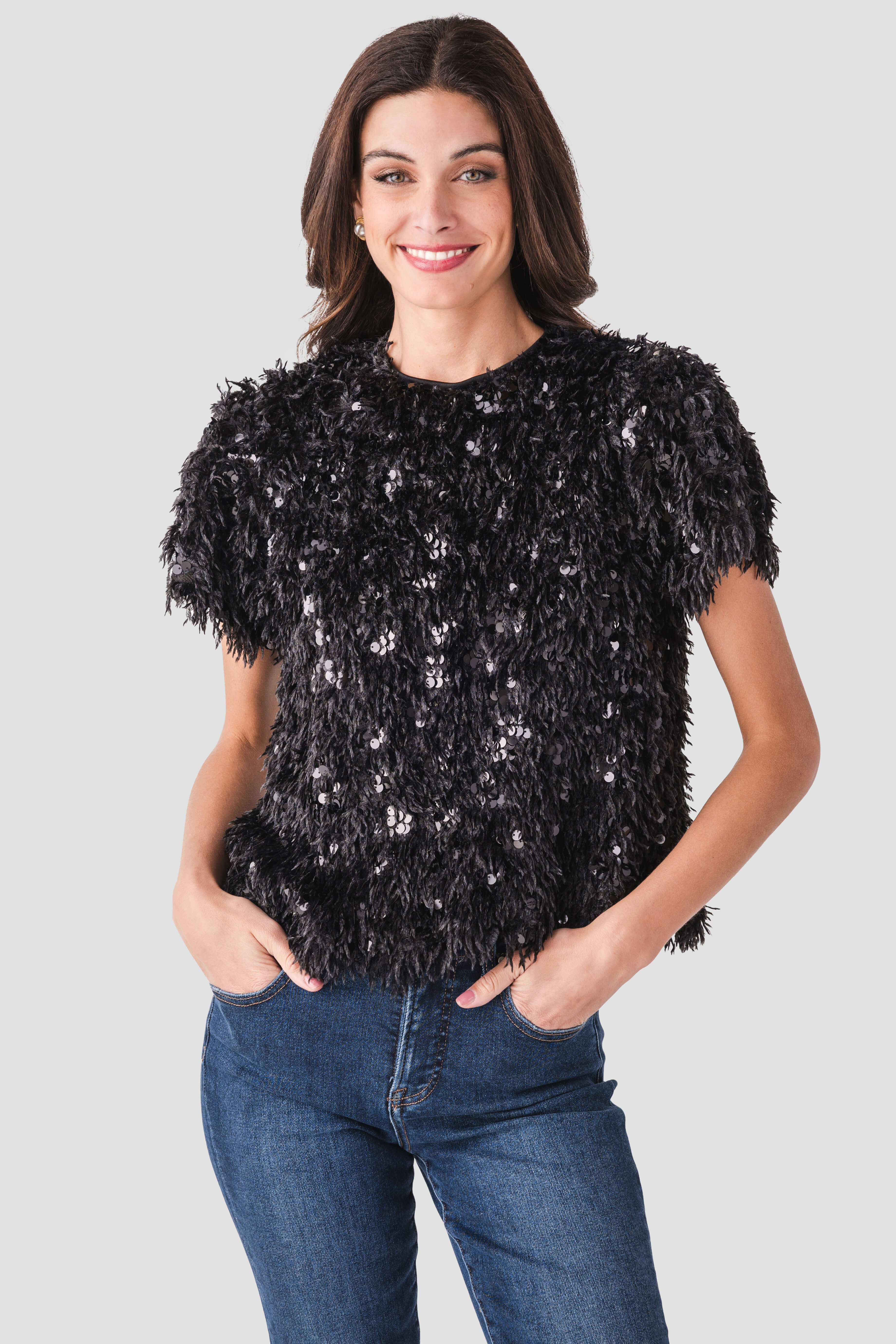 THML Sequin Eyelash Top