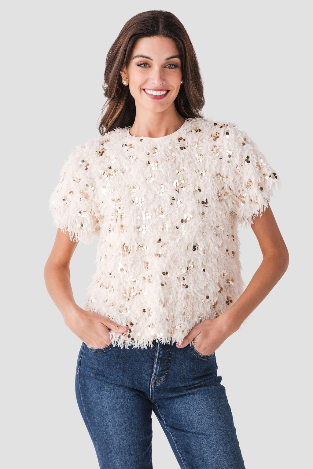 THML Sequin Eyelash Top