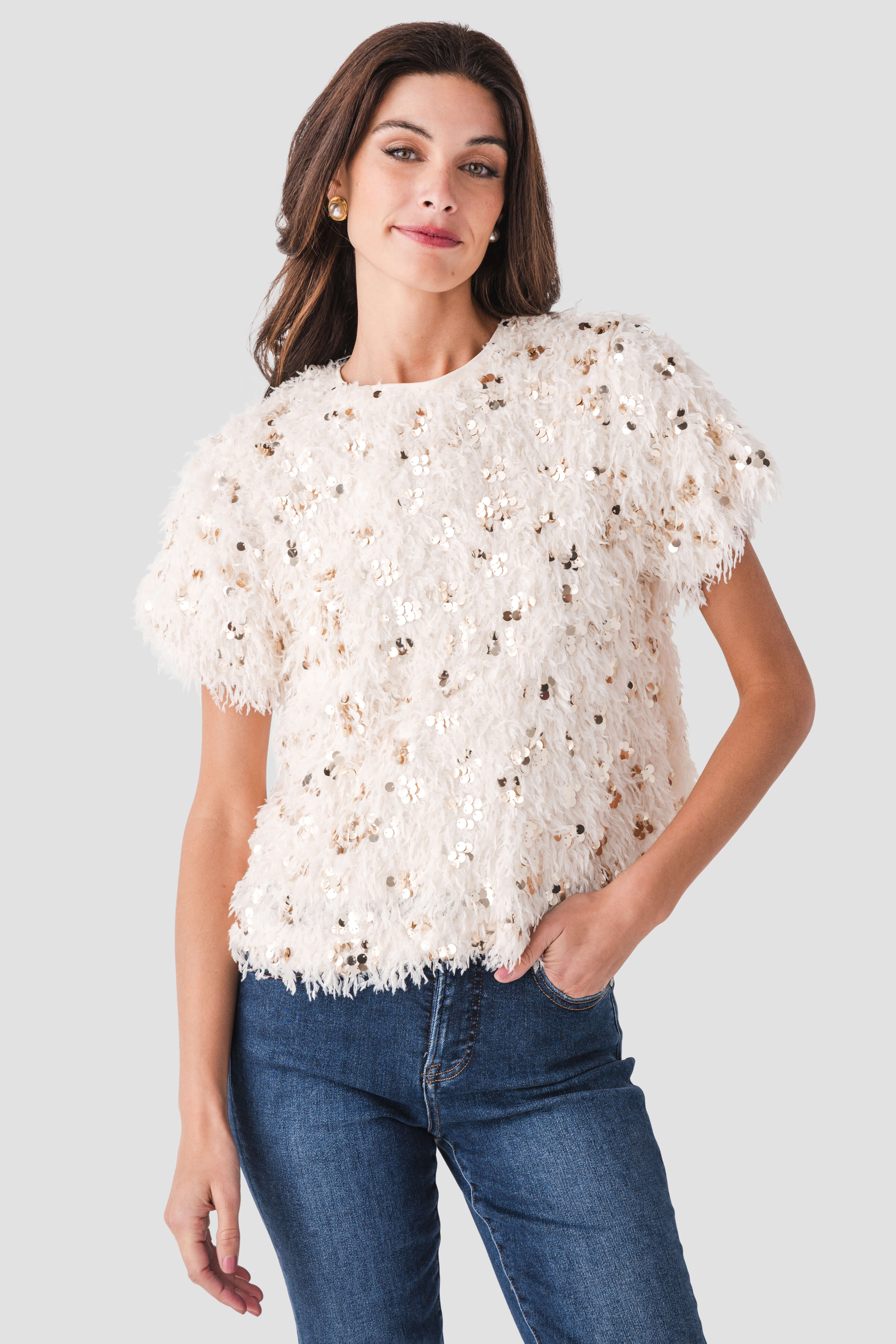 THML Sequin Eyelash Top