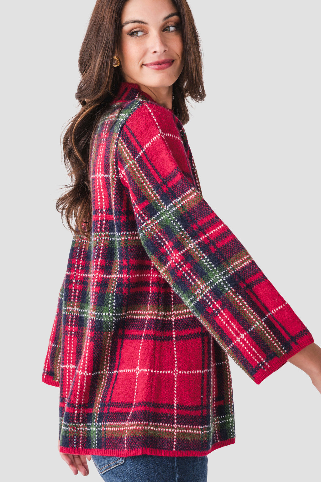 Style U Plaid Mock Neck Sweater