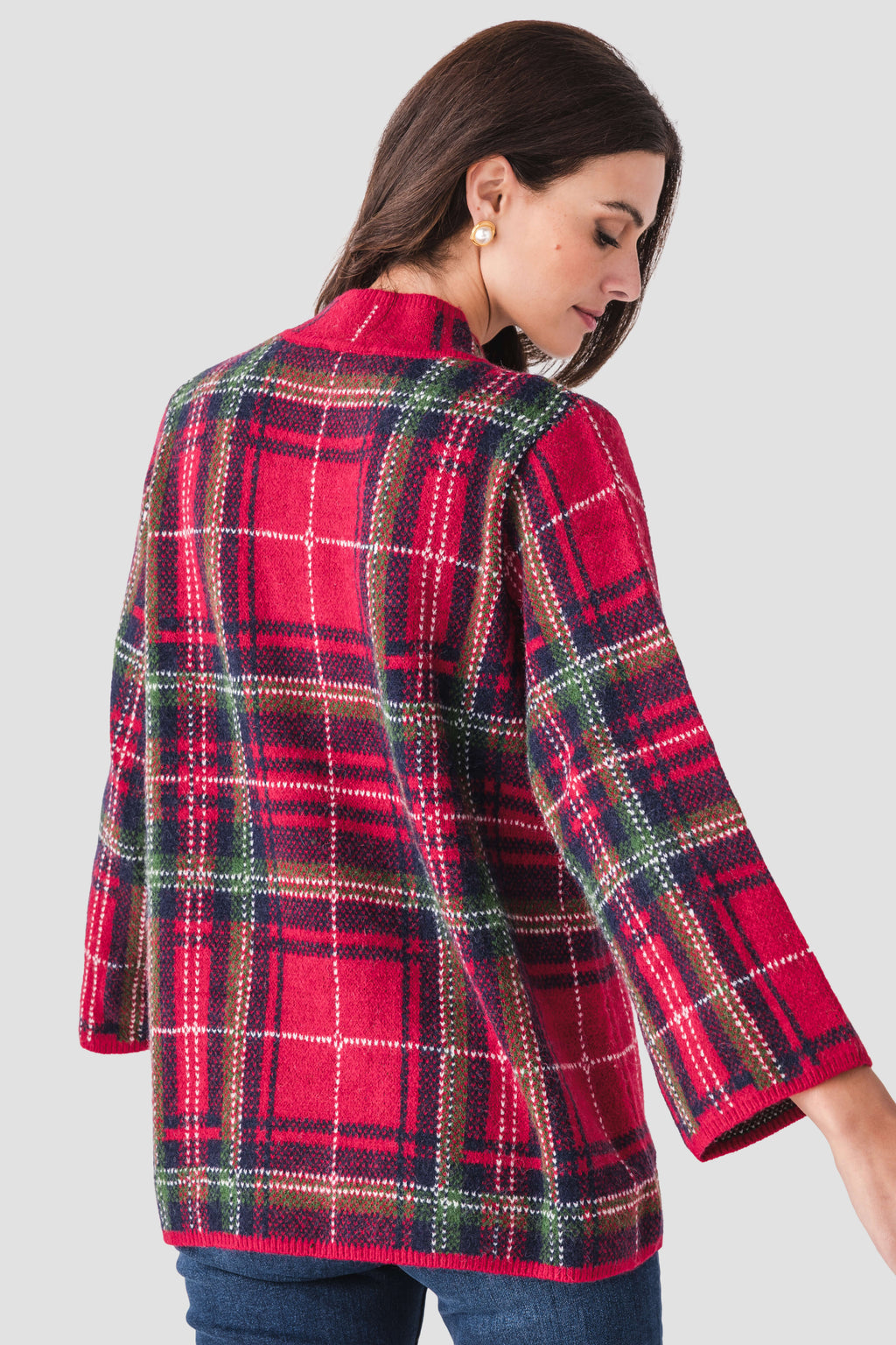 Style U Plaid Mock Neck Sweater