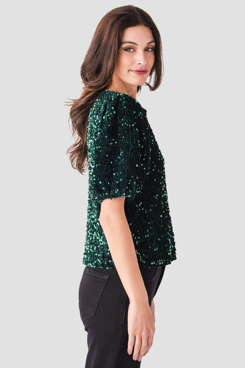 Vine & Love Sparkling Sequin Velvet Top