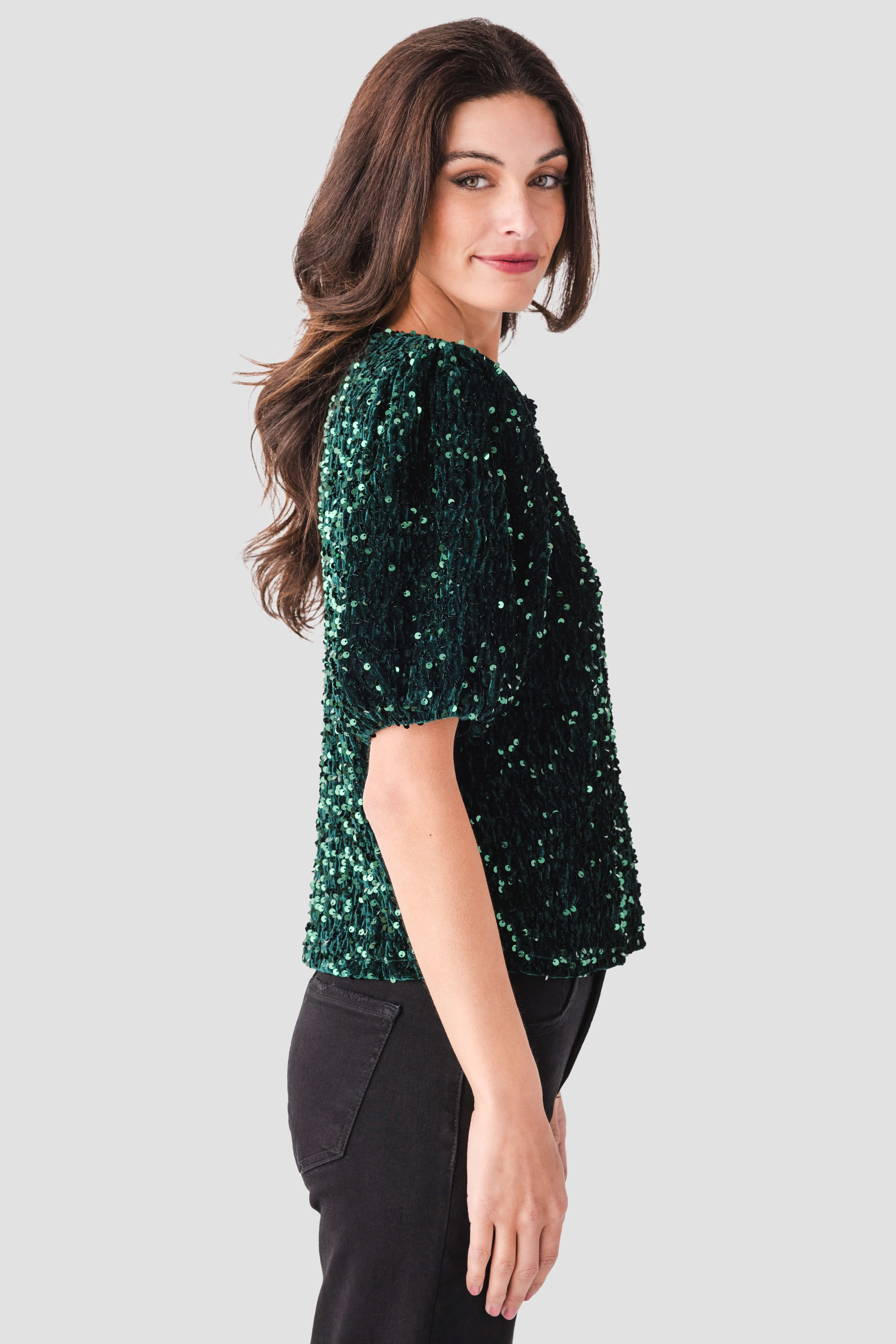 Vine & Love Sparkling Sequin Velvet Top