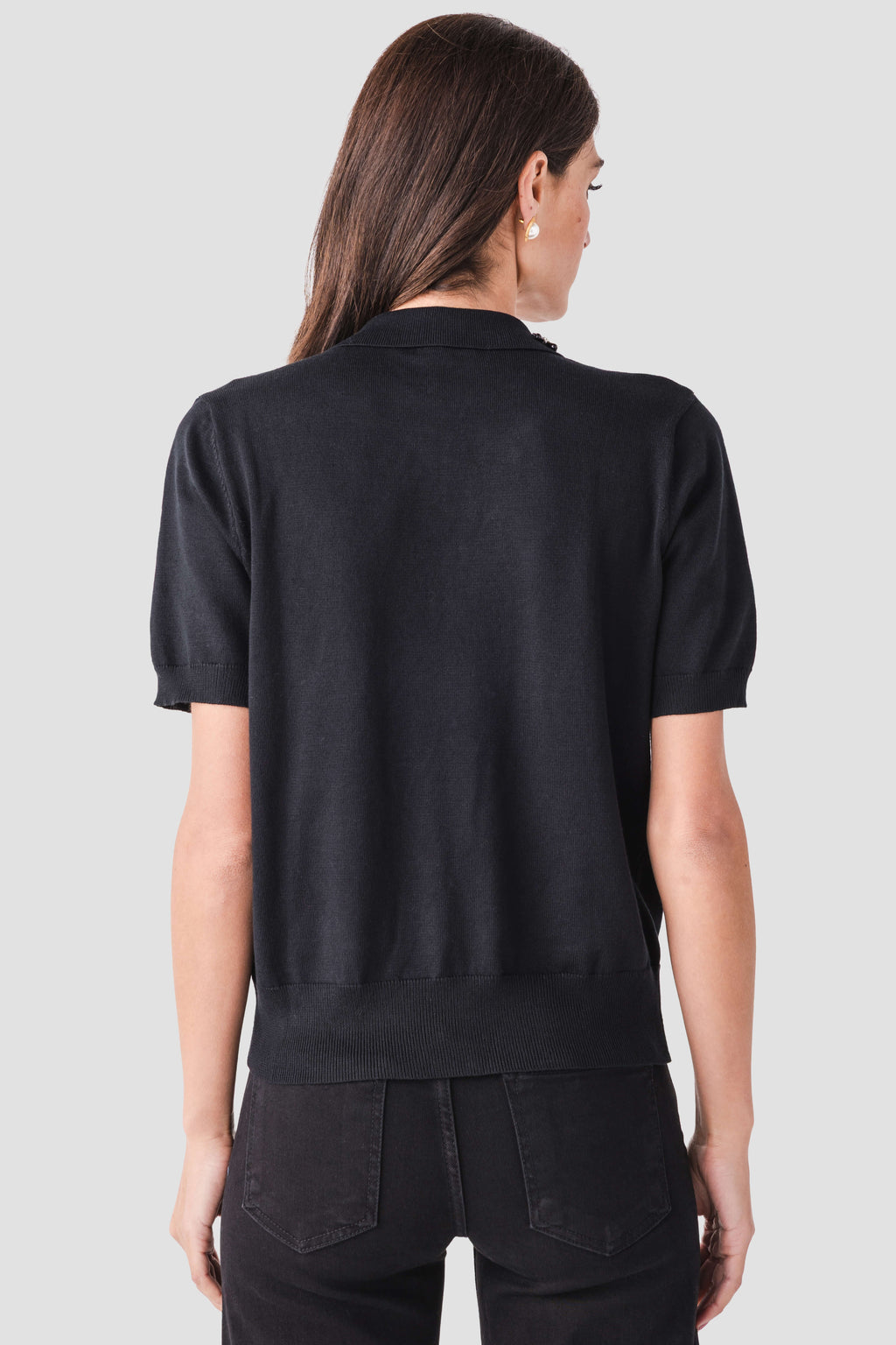 Pinch Embellished Collar Short Sleeve Sweater