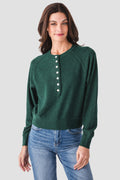 Blu Ivy Half-button Henley Knit Sweater