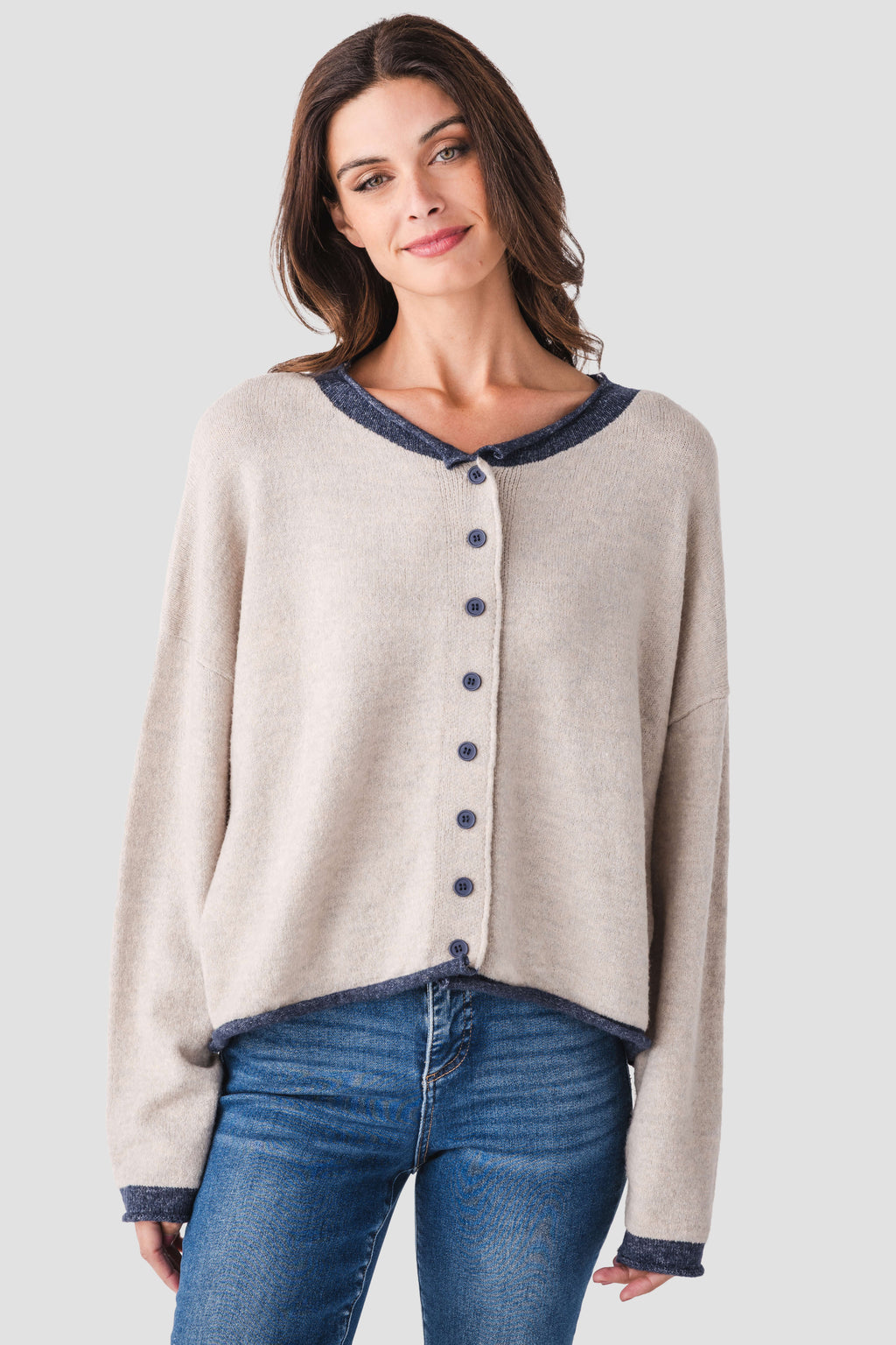By Together Contrast Trim Cardigan