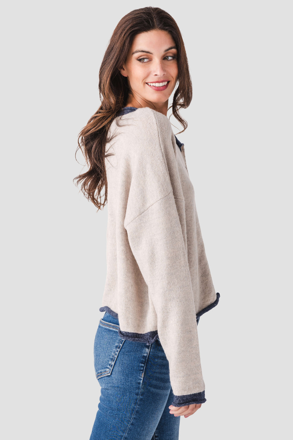 By Together Contrast Trim Cardigan