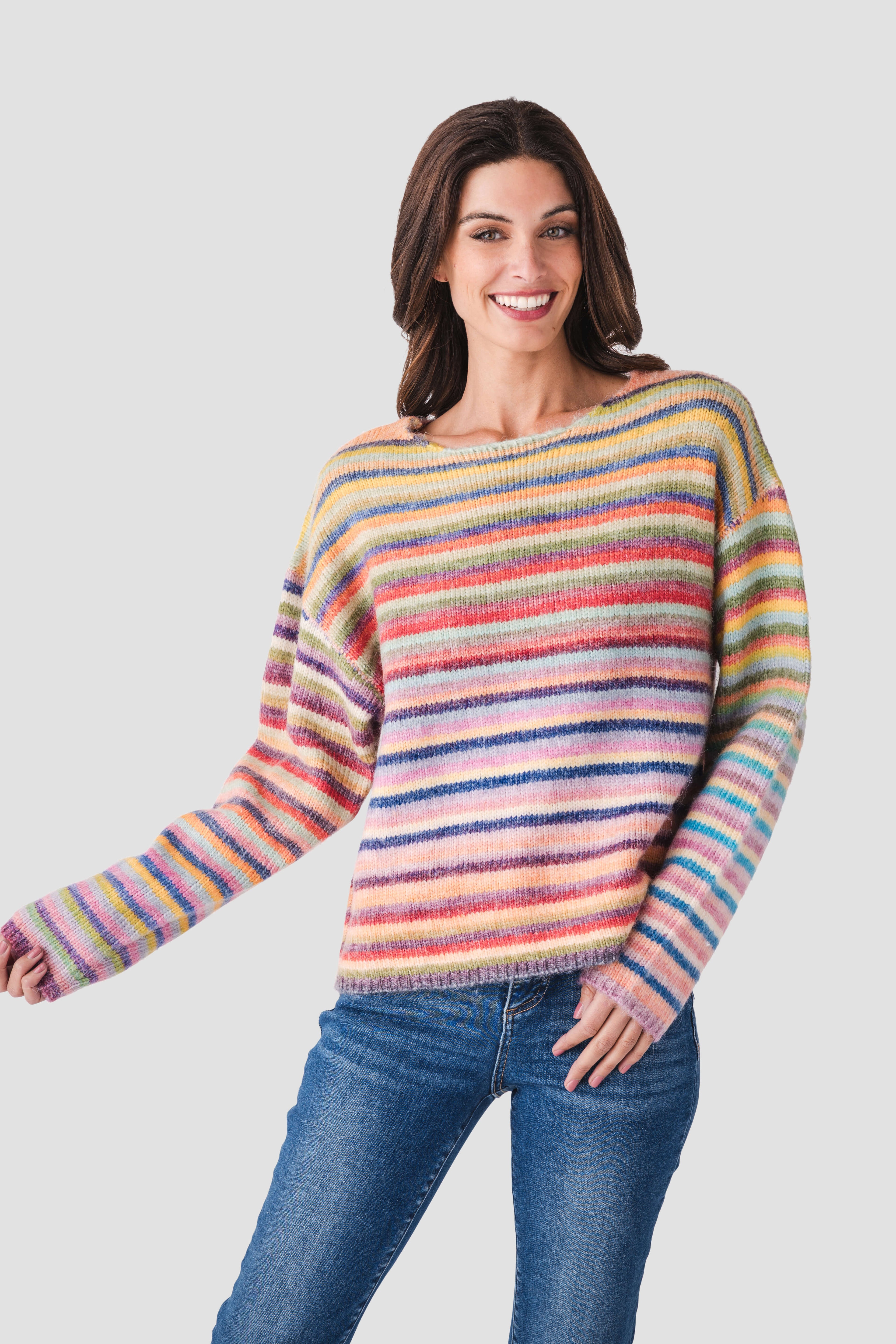 Wishlist Multi Striped Pullover Sweater