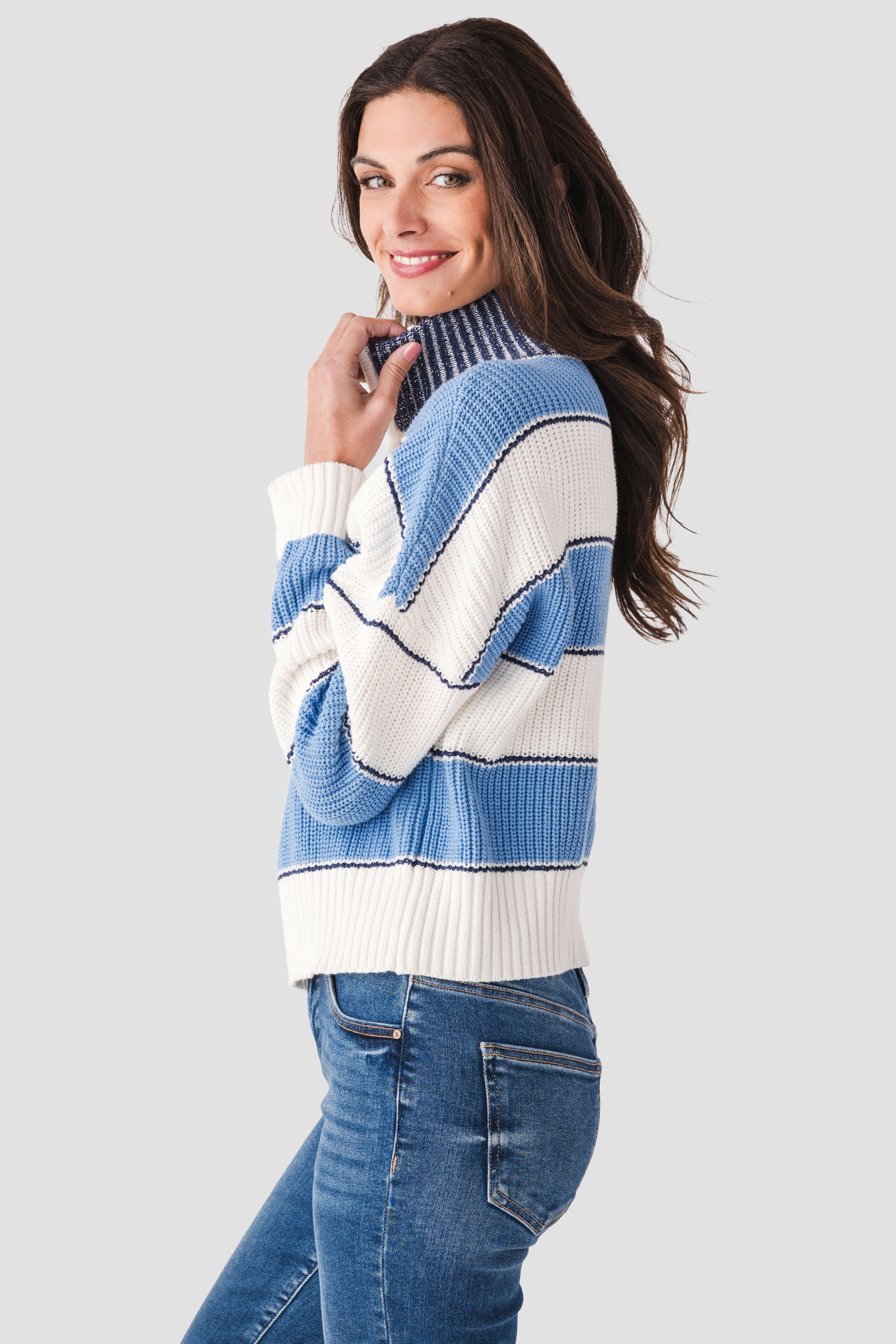 Elan Striped 1/4 Zip Sweater
