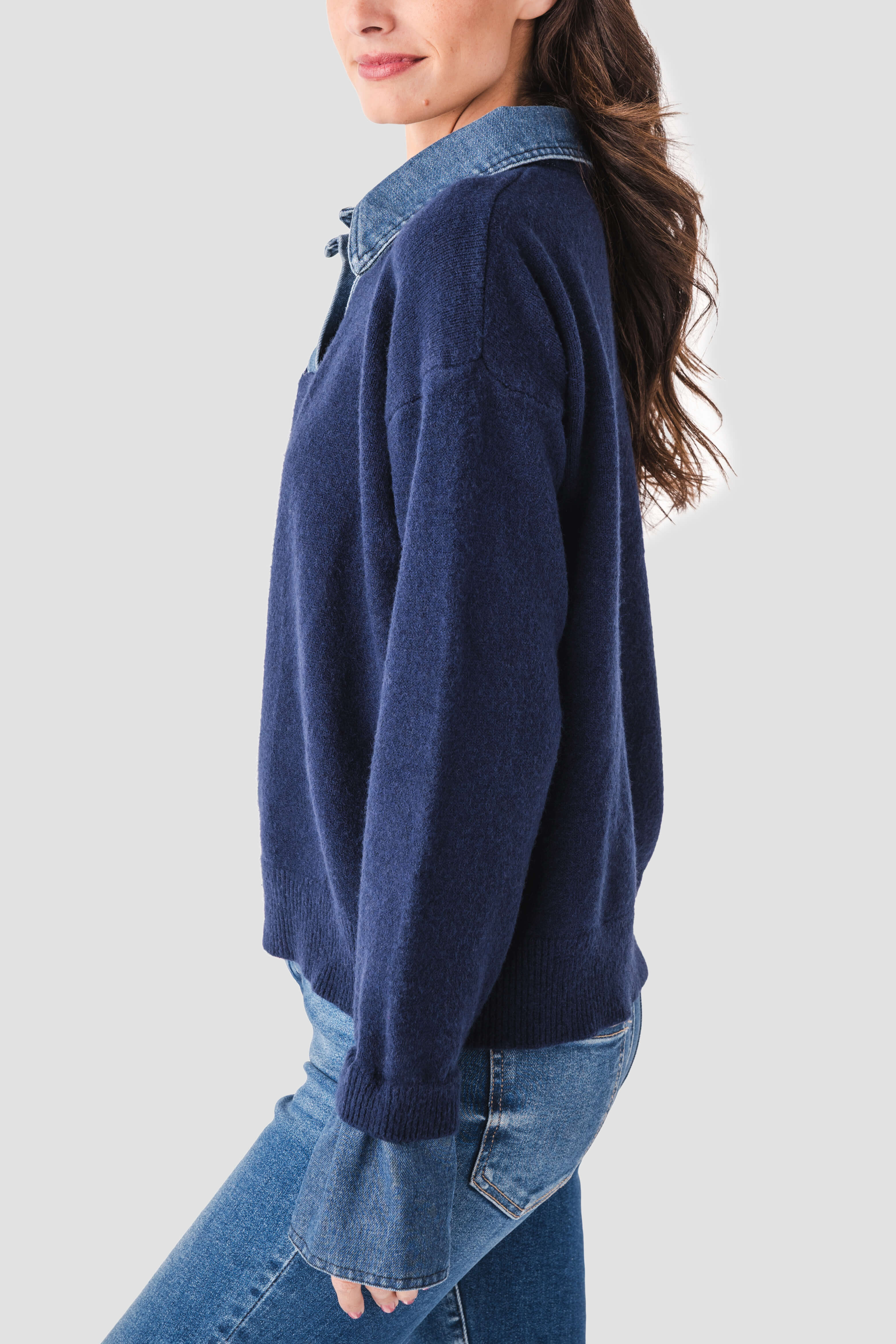Olivaceous Denim Detail Sweater