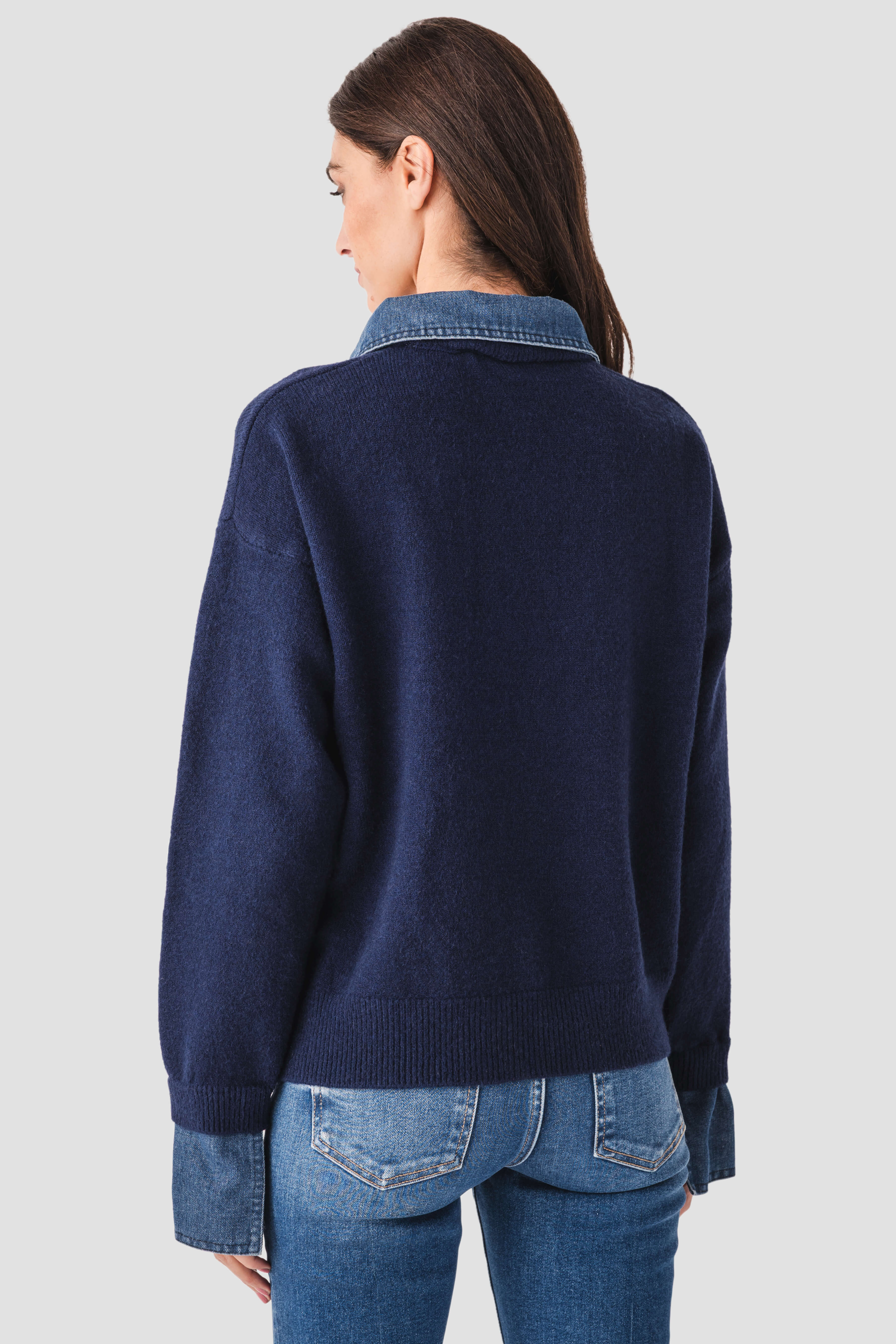 Olivaceous Denim Detail Sweater