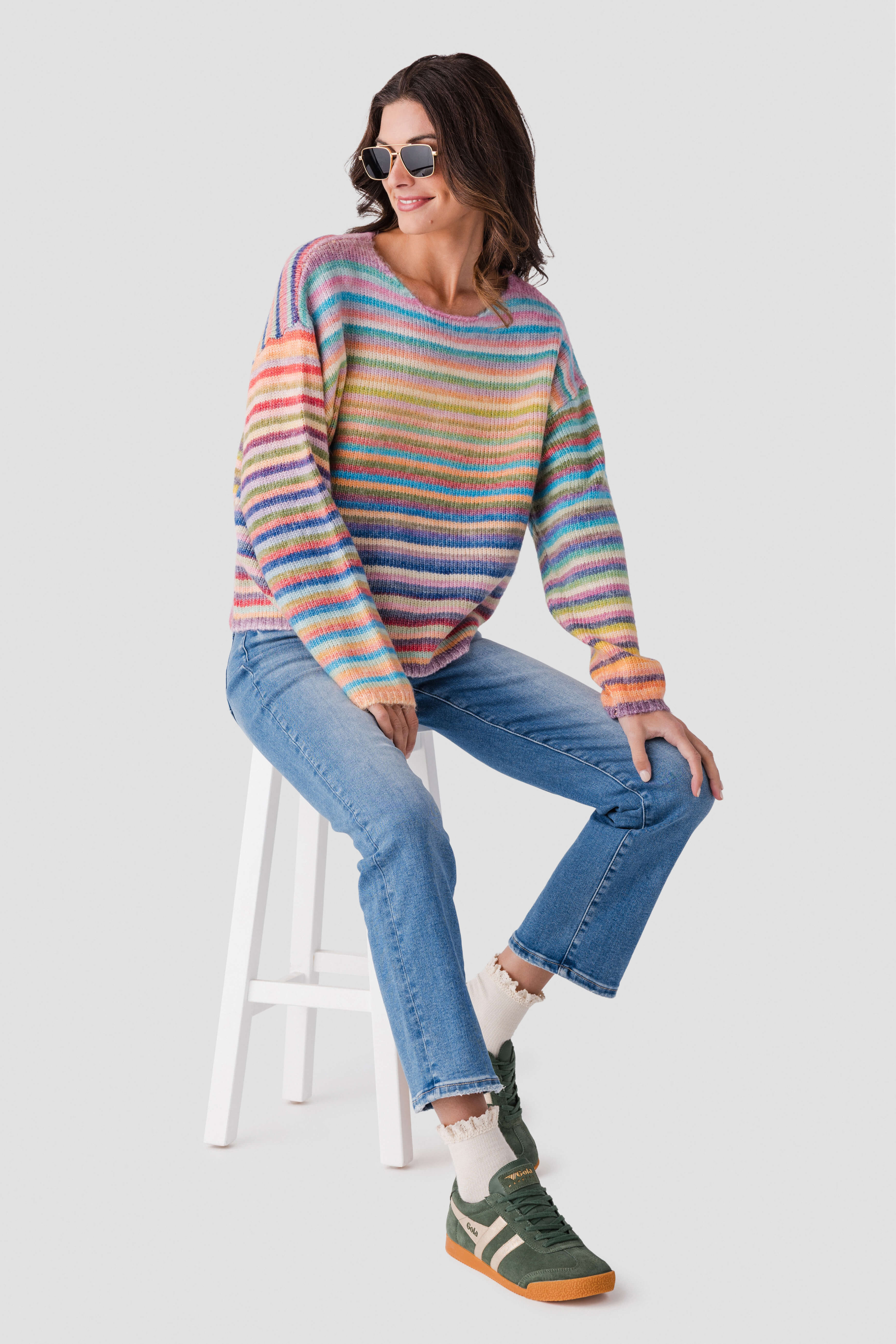 Wishlist Multi Striped Pullover Sweater