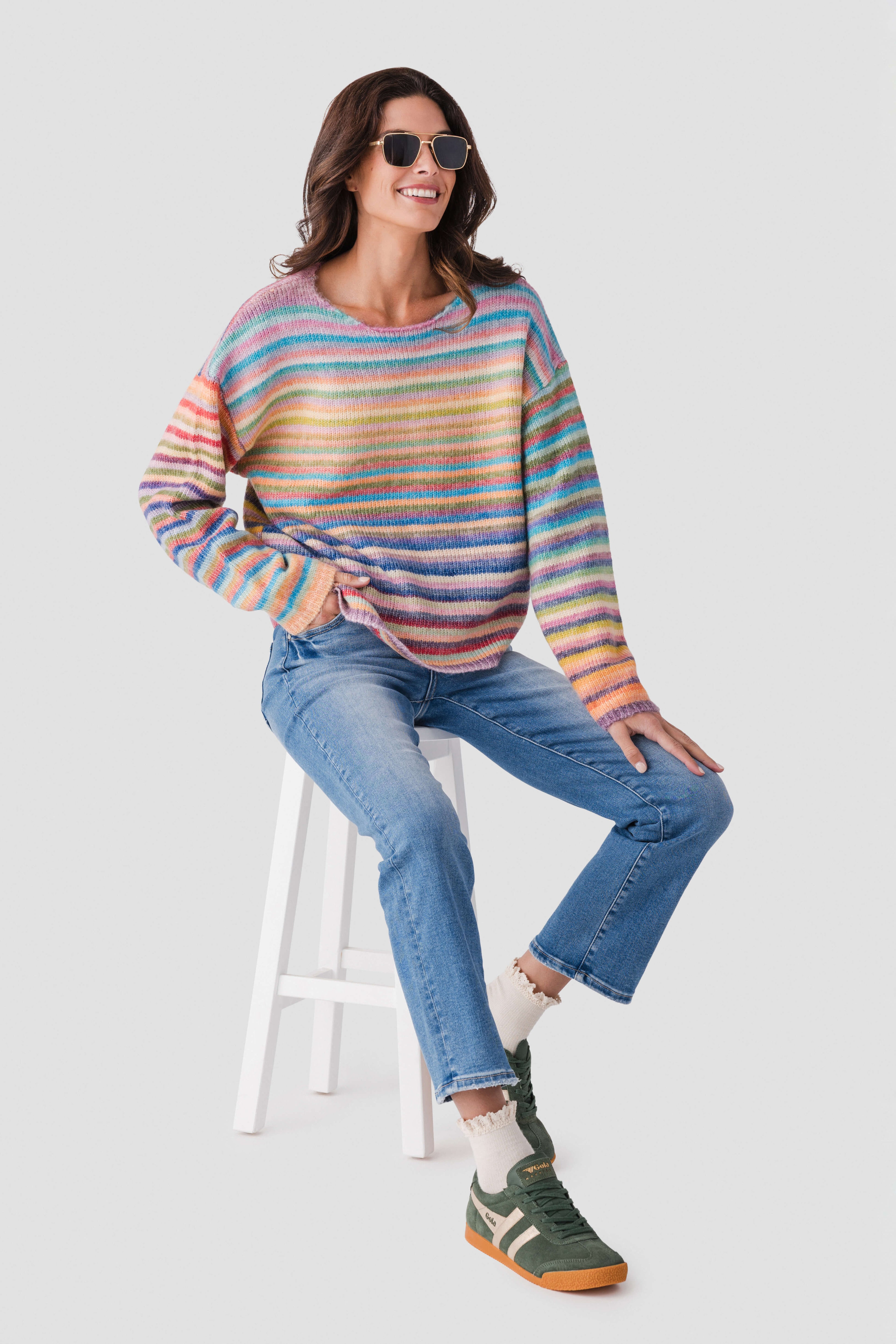 Wishlist Multi Striped Pullover Sweater