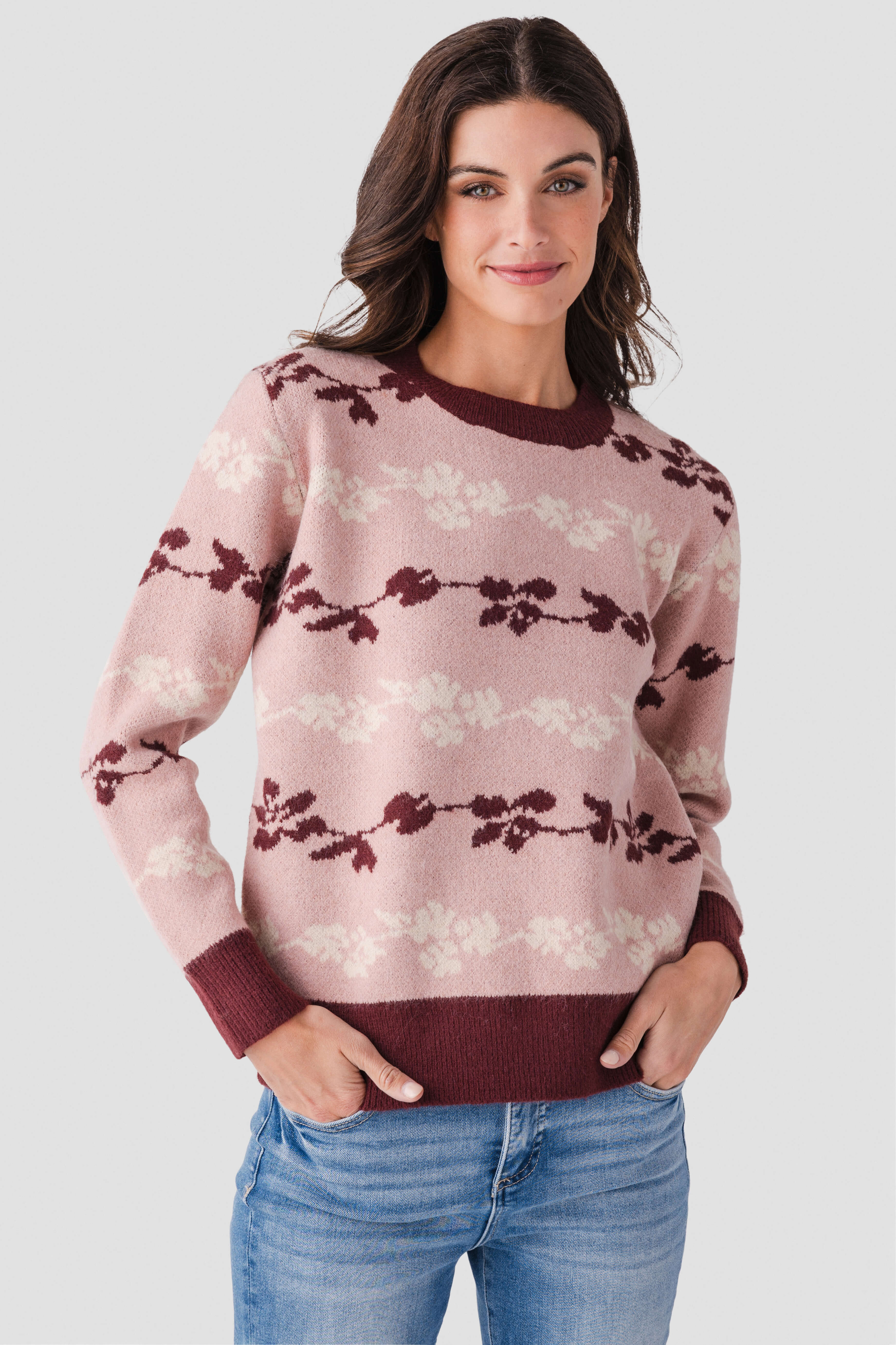 Listicle Floral Jacquard Knit Pullover