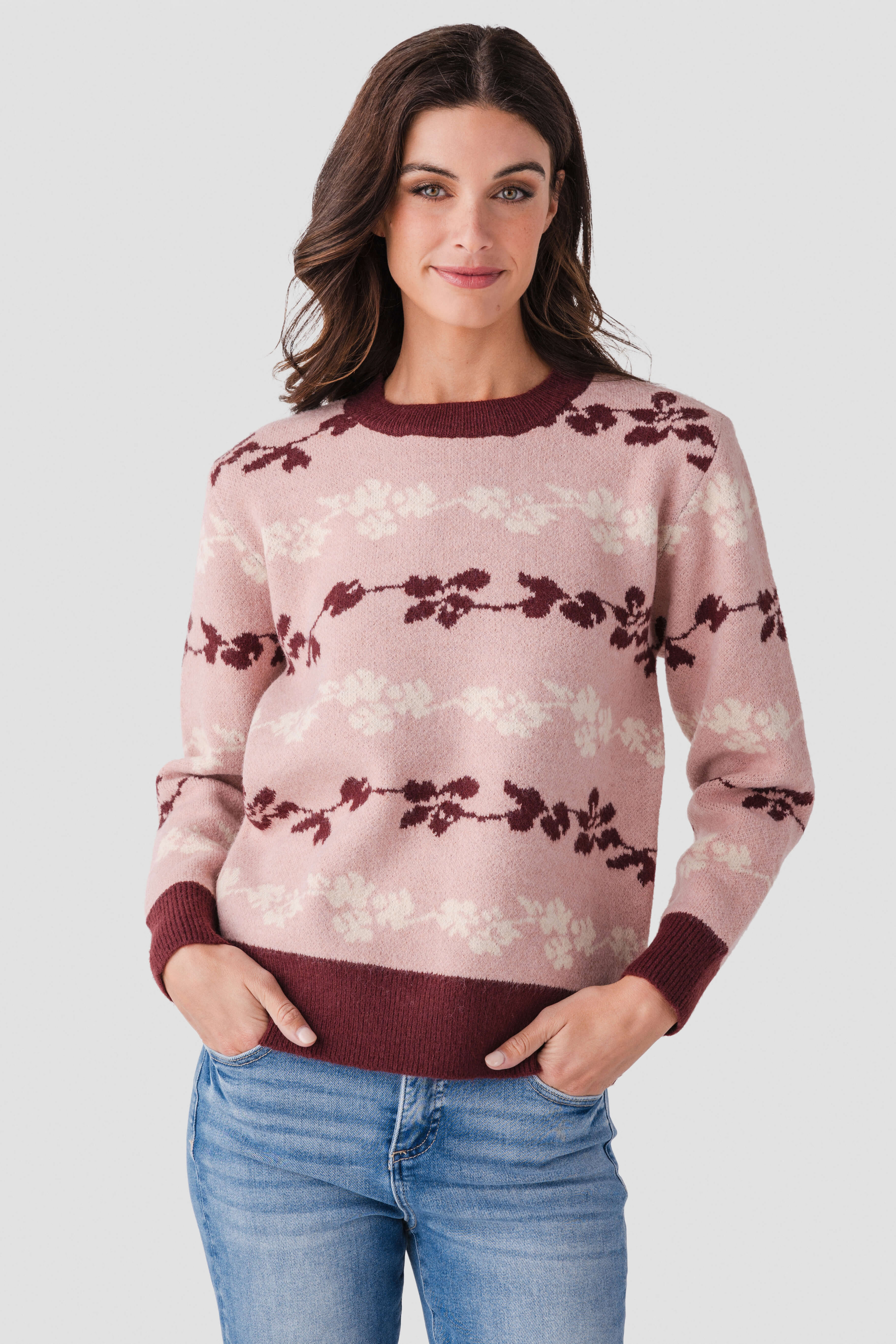 Listicle Floral Jacquard Knit Pullover
