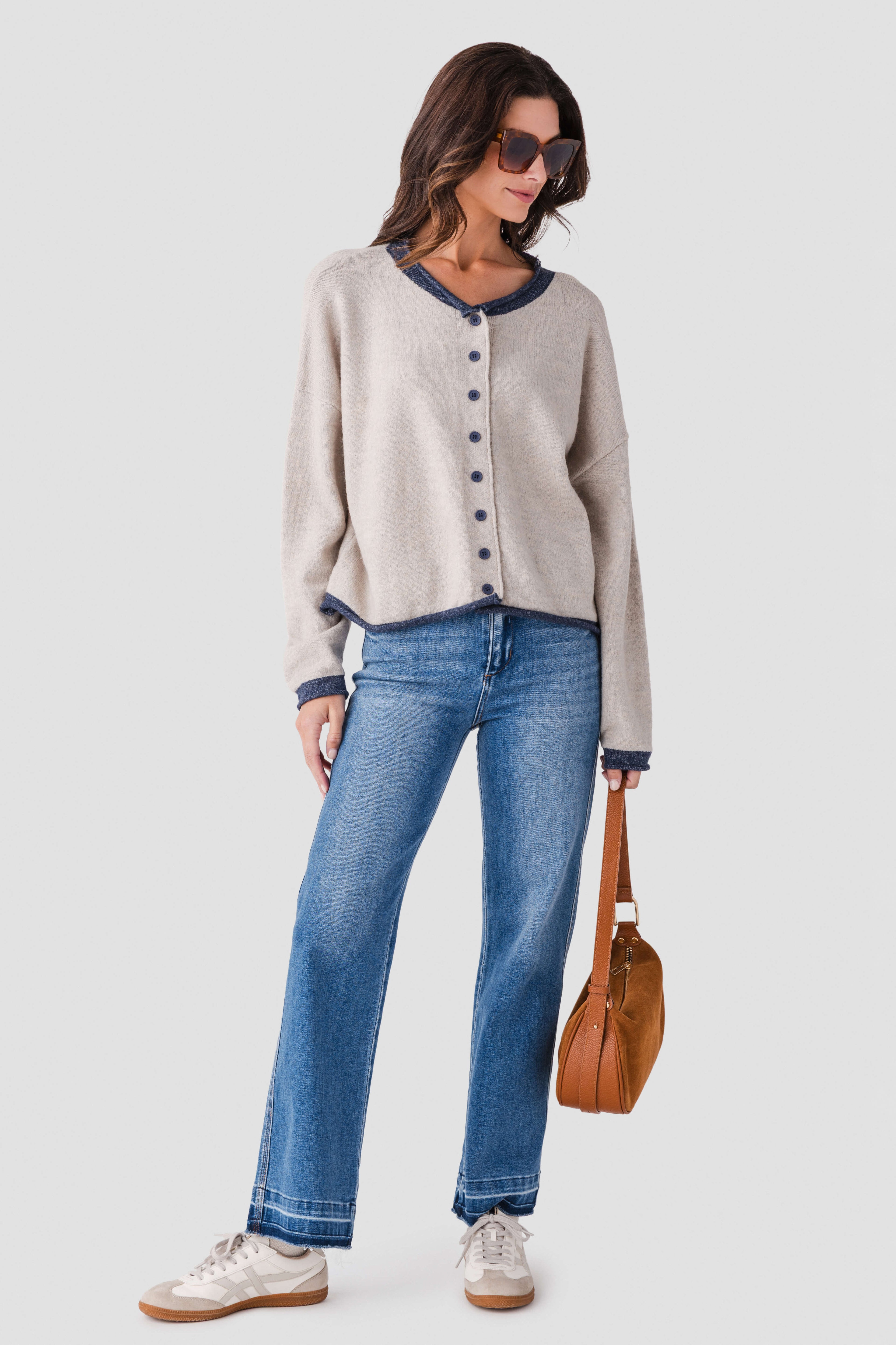 By Together Contrast Trim Cardigan