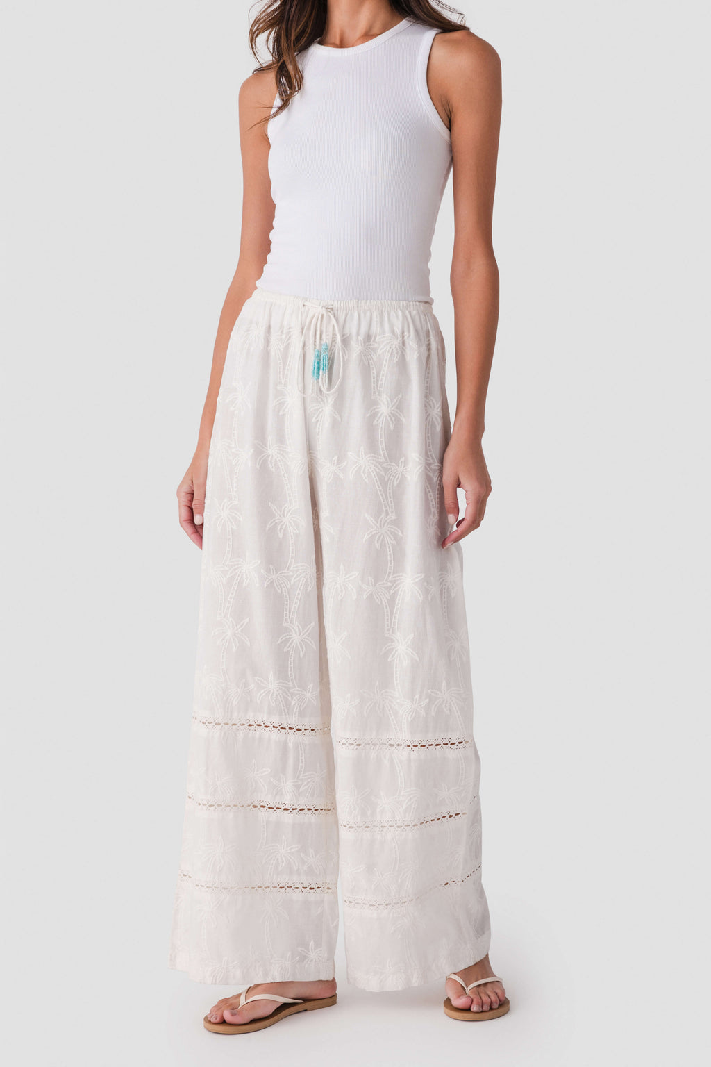 Surf Gypsy Palm Eyelet Wide Leg Pants