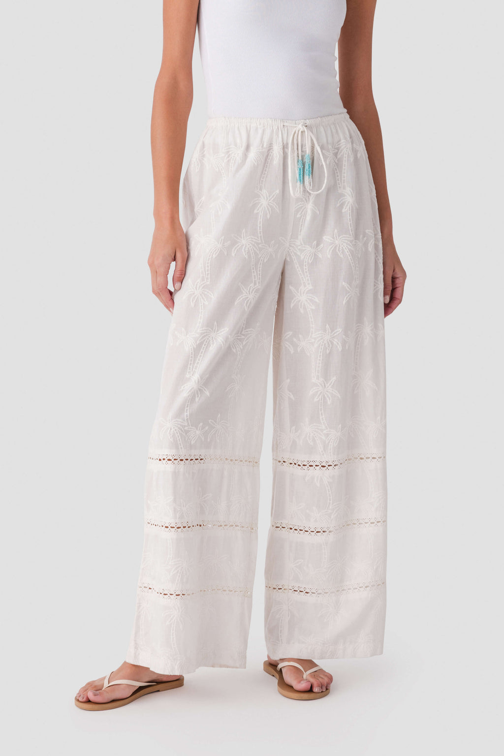 Surf Gypsy Palm Eyelet Wide Leg Pants