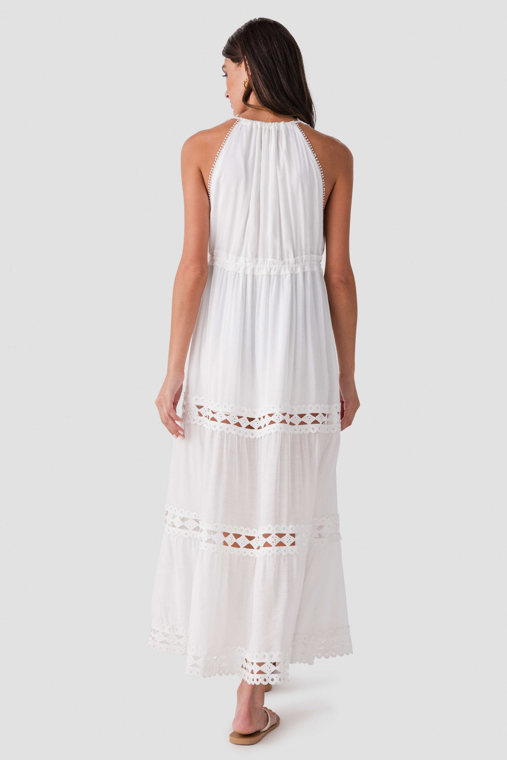 Elan Halter Tiered Maxi Dress