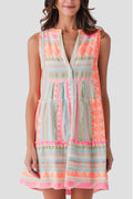 Elan Neon Embroidered Mini Dress