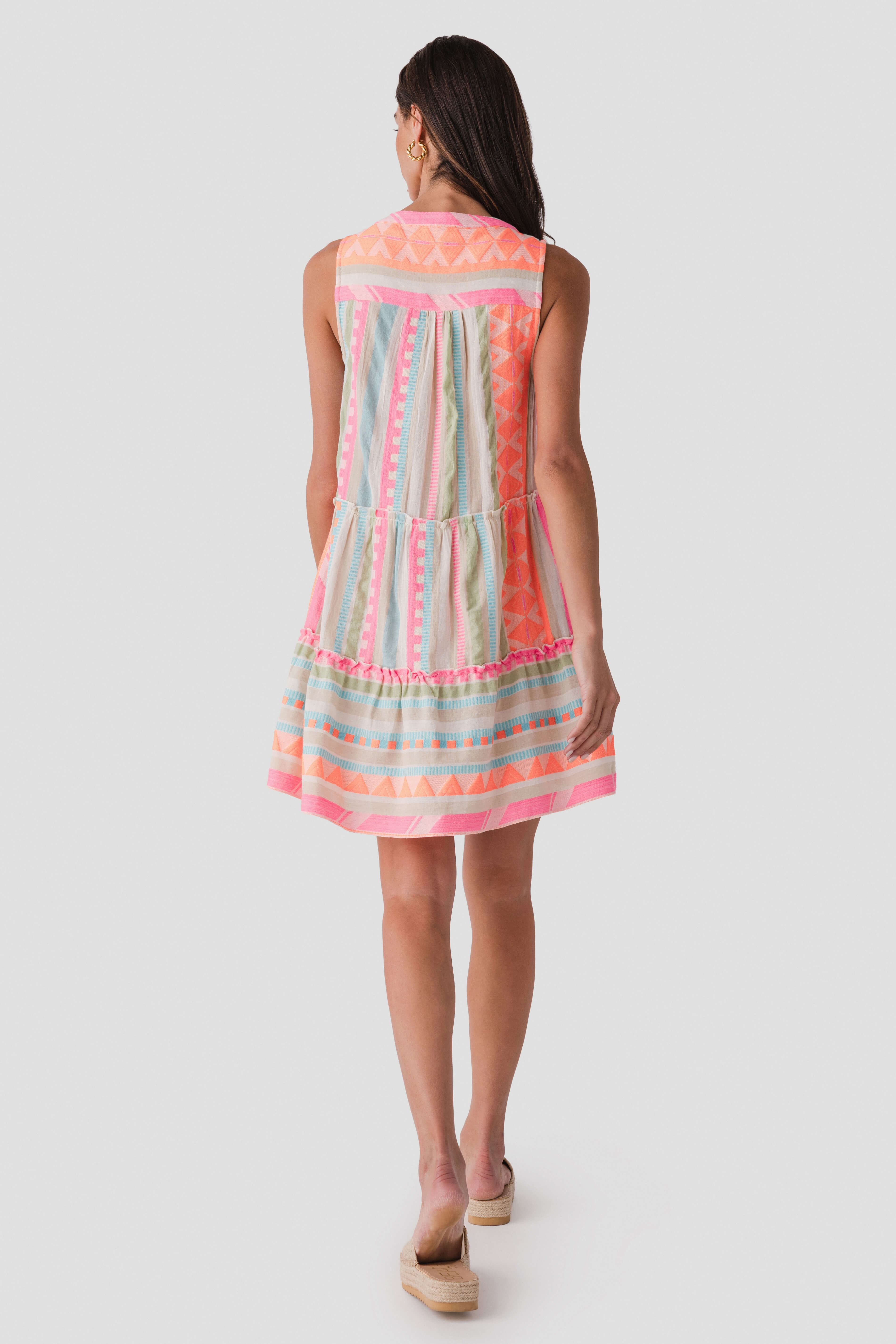 Elan Neon Embroidered Mini Dress