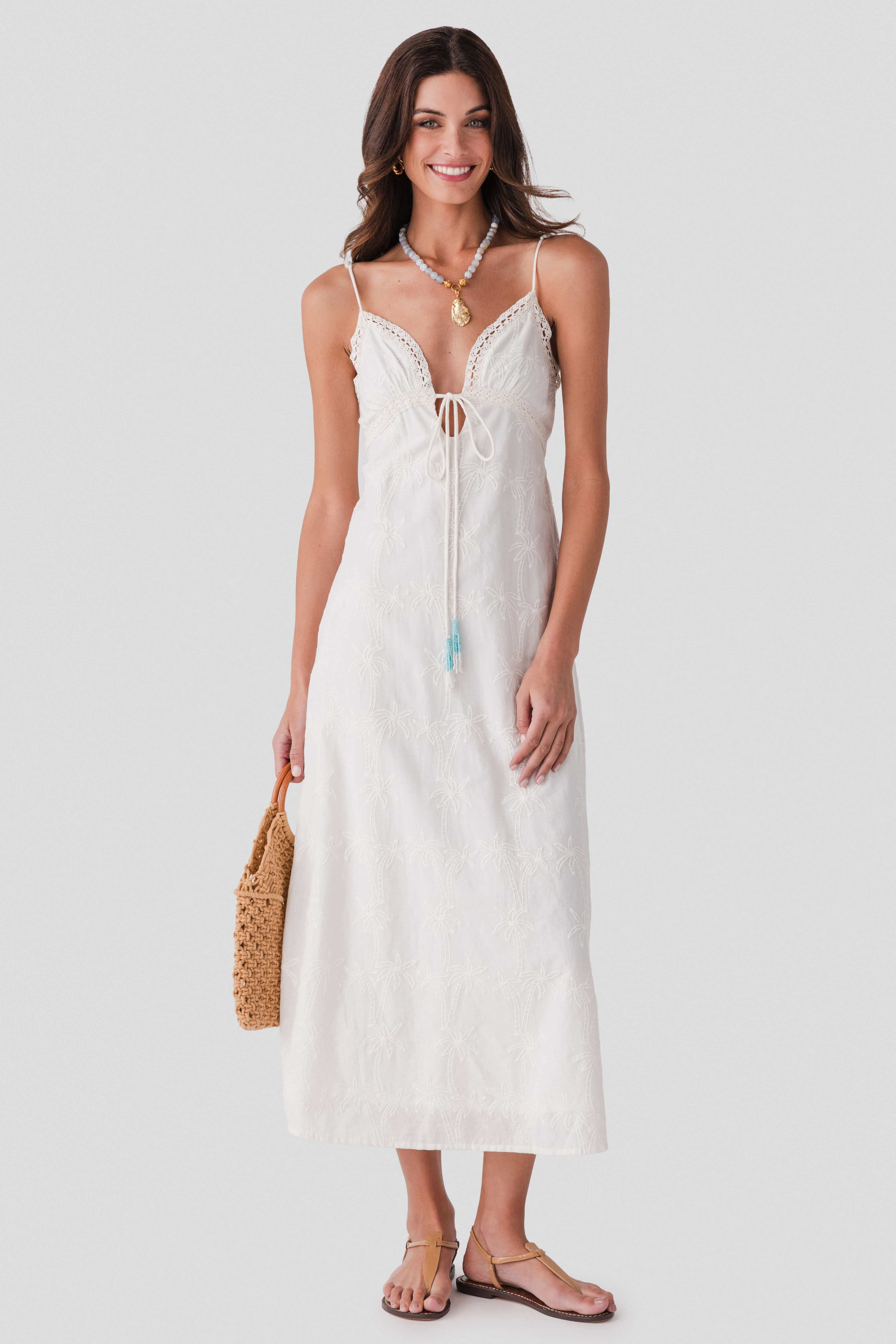 Surf Gypsy Palm Eyelet Maxi Dress