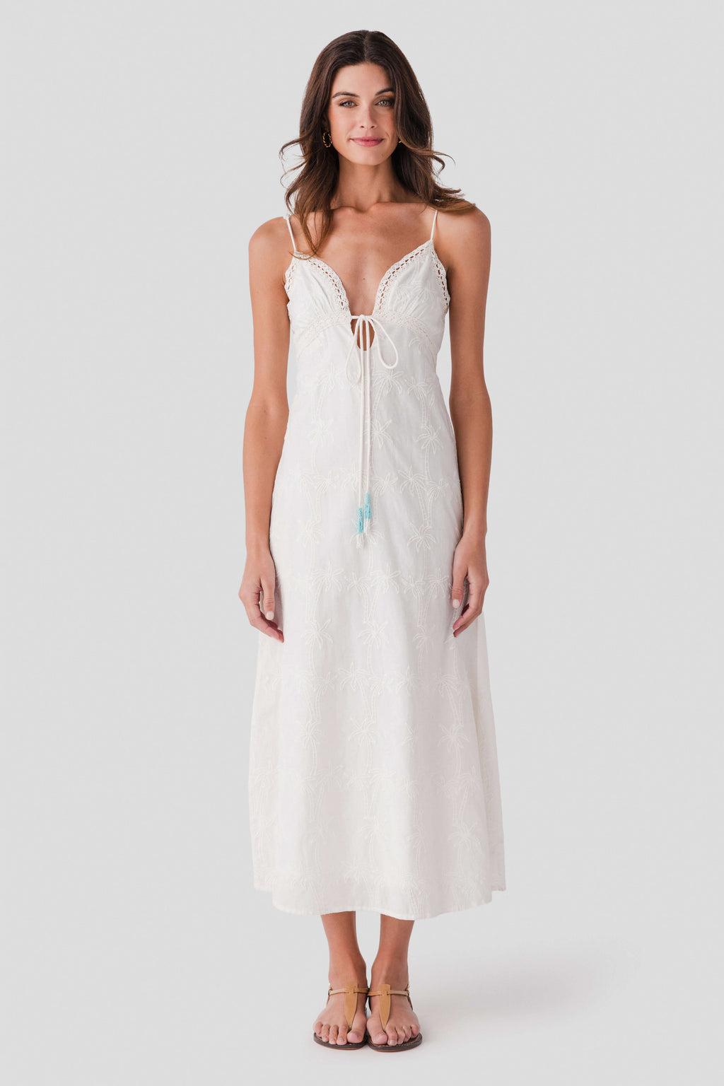 Surf Gypsy Palm Eyelet Maxi Dress