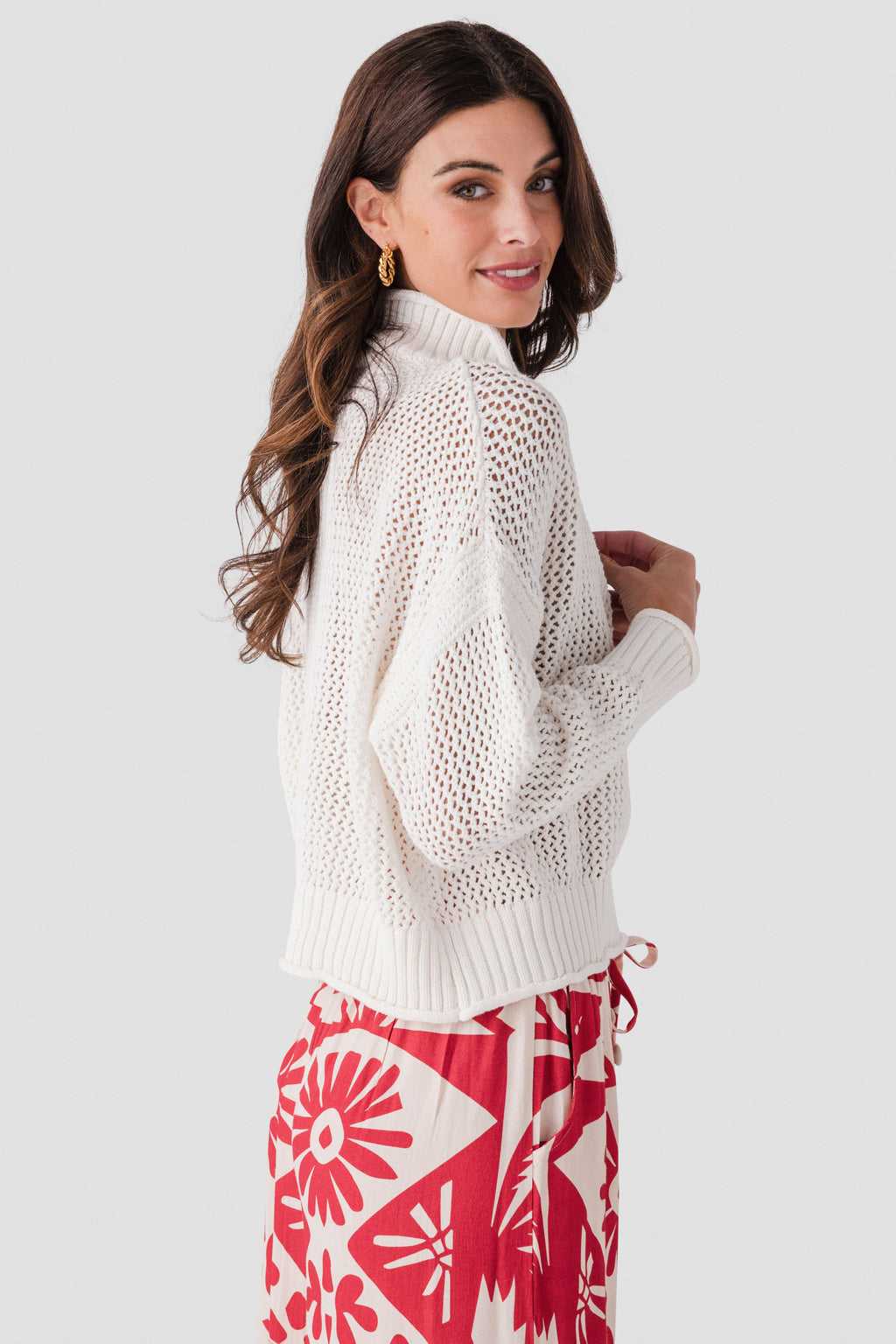 Vintage Havana Open Knit 1/4 Zip Sweater