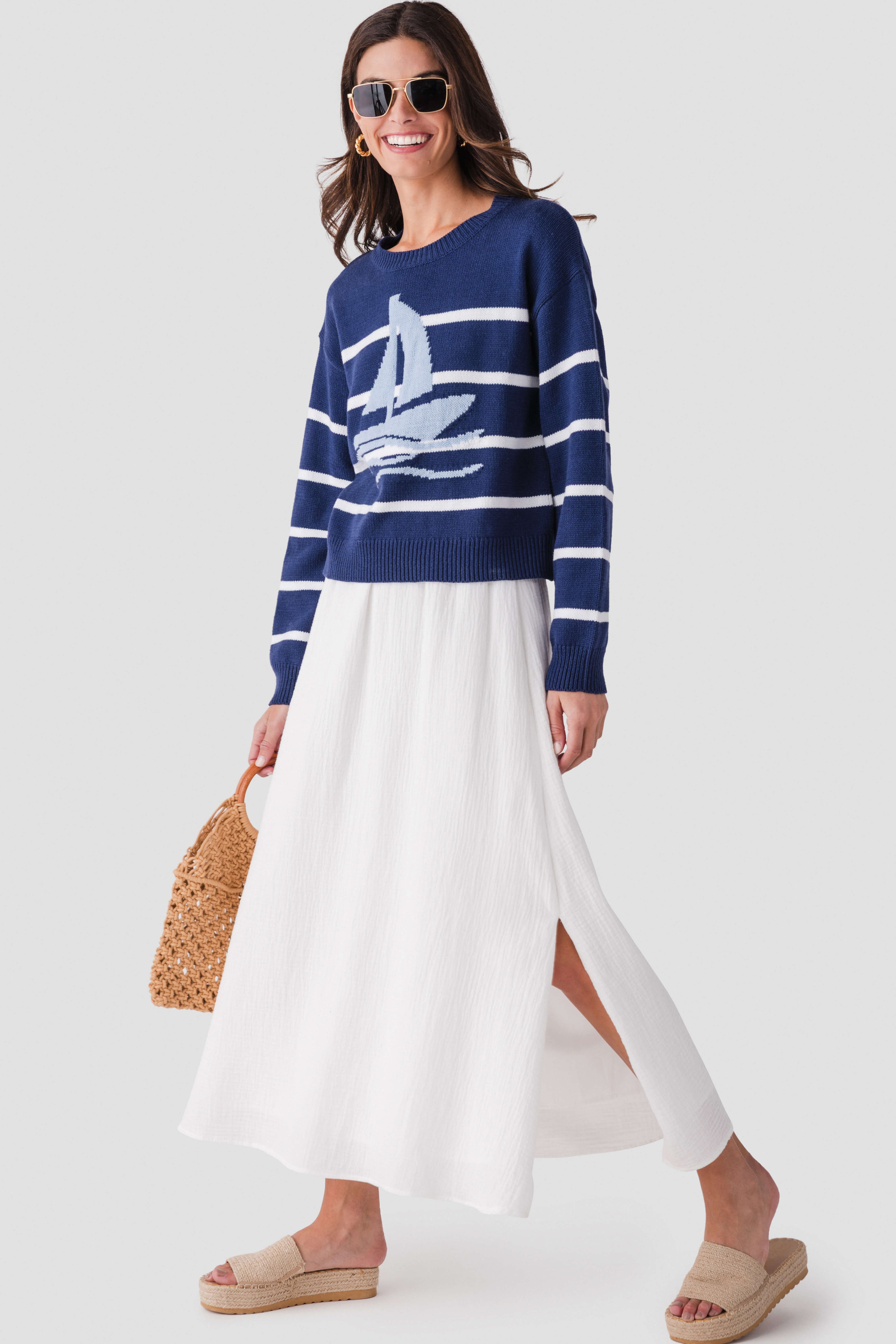 Wishlist Sailboat Striped Sweater