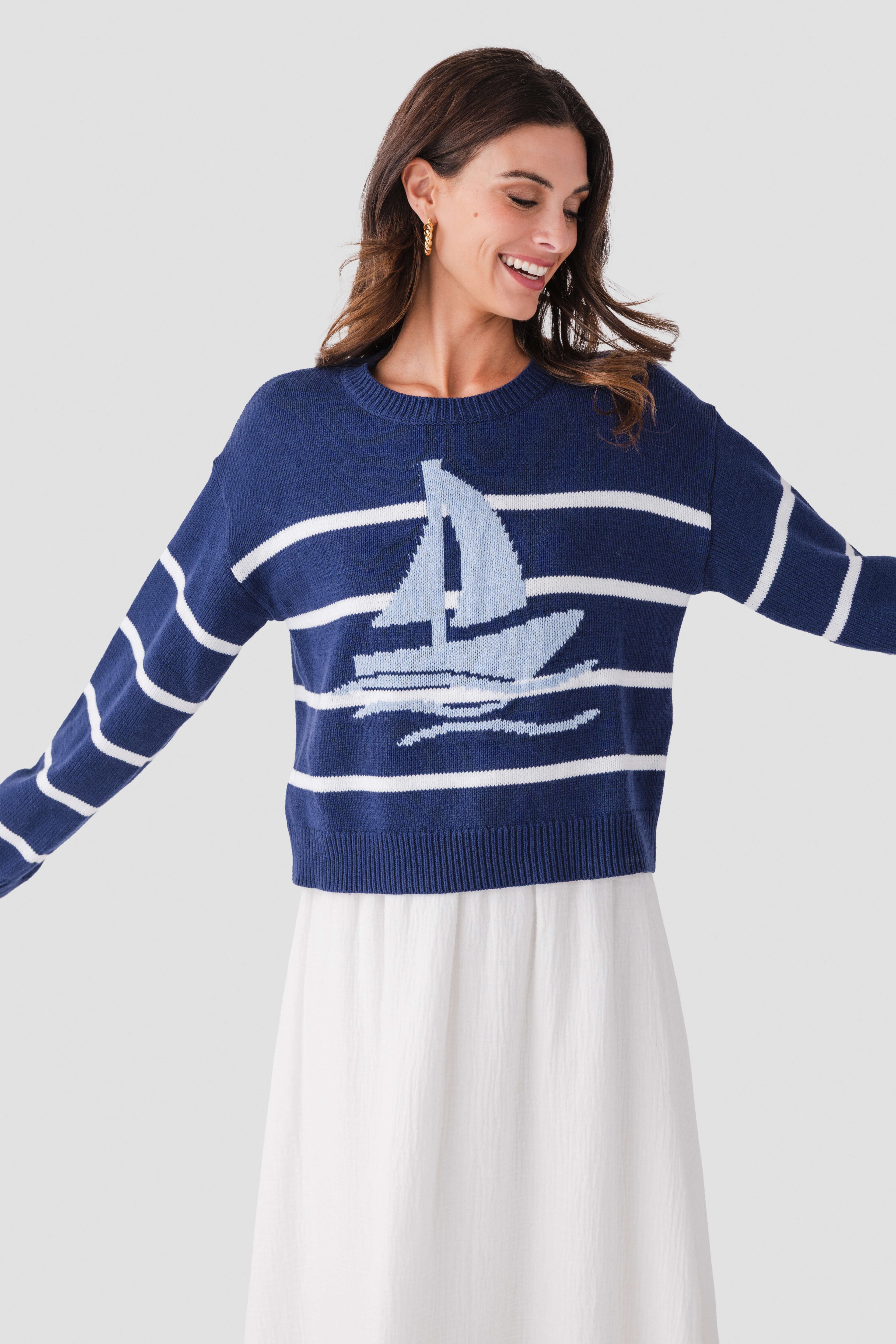 Wishlist Sailboat Striped Sweater