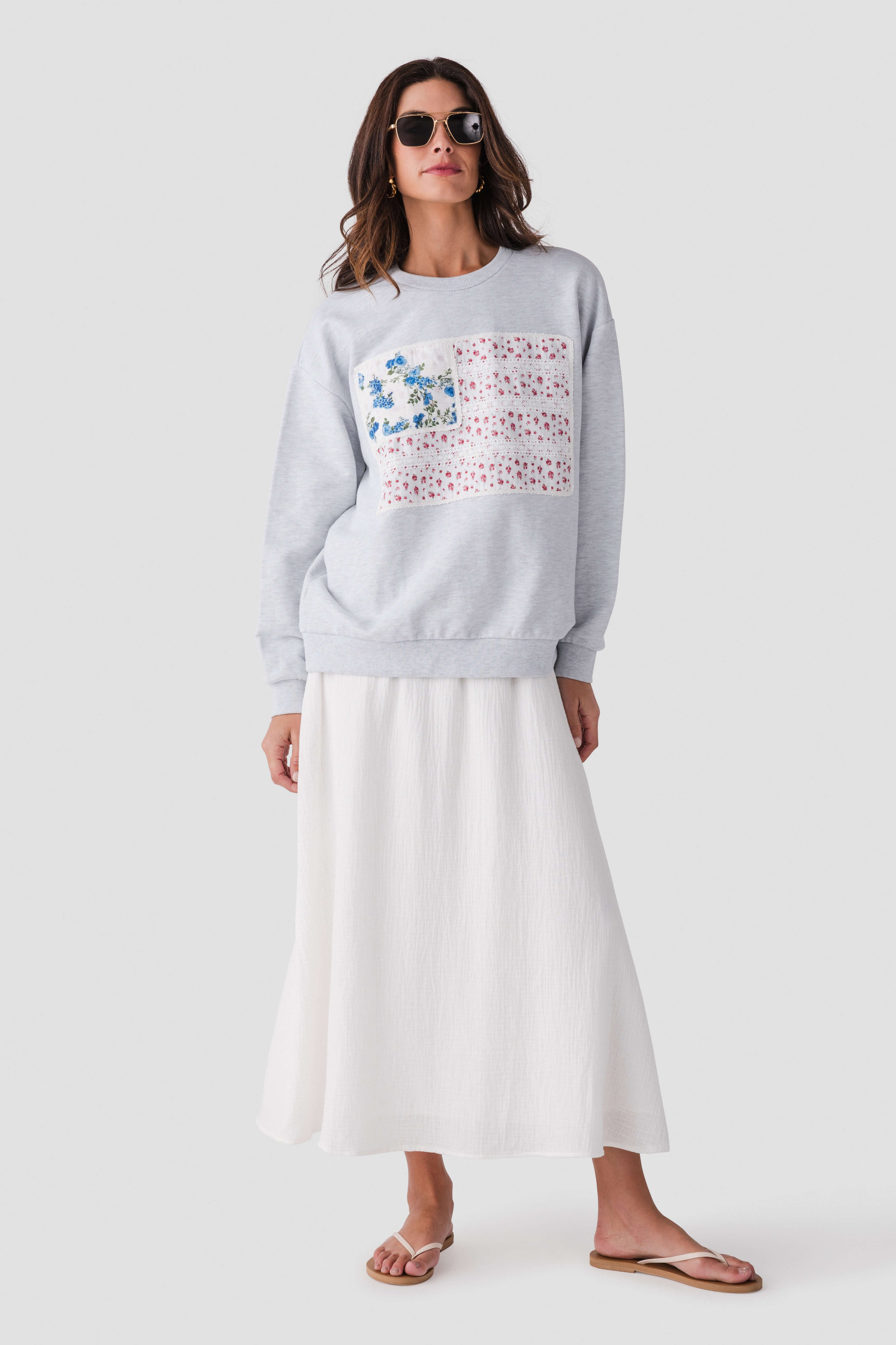 Vintage Havana American Flag Applique Crewneck