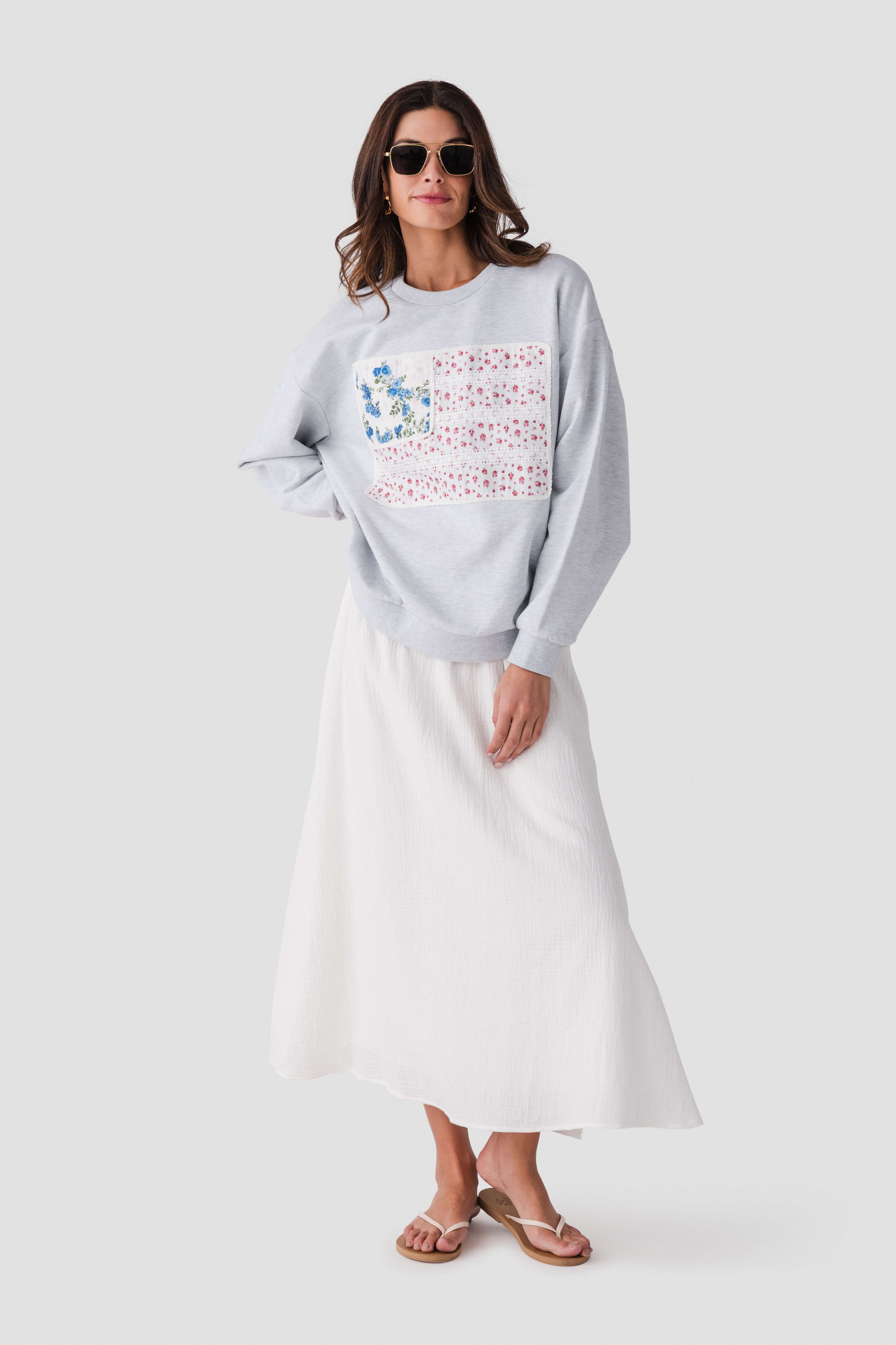 Vintage Havana American Flag Applique Crewneck