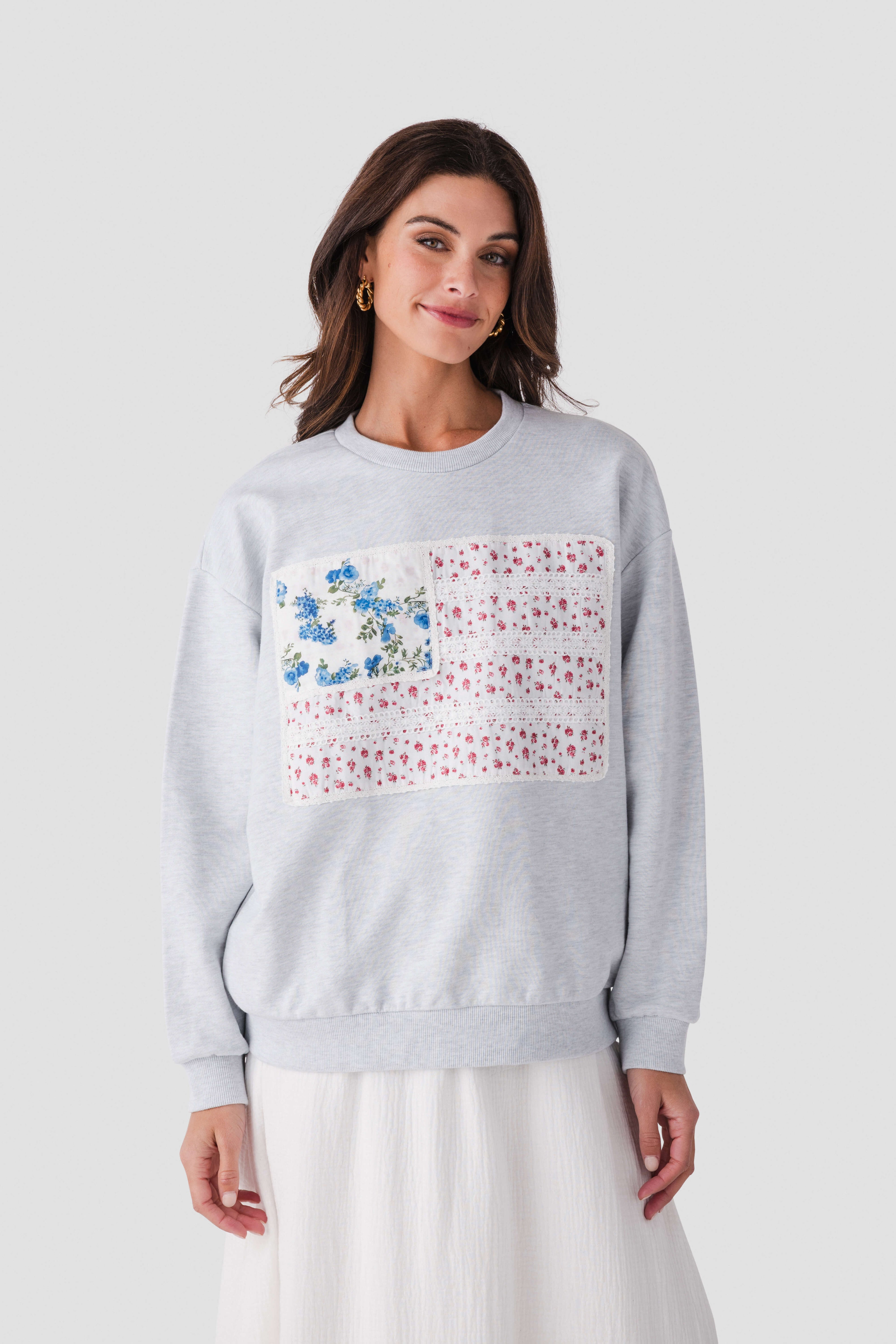 Vintage Havana American Flag Applique Crewneck