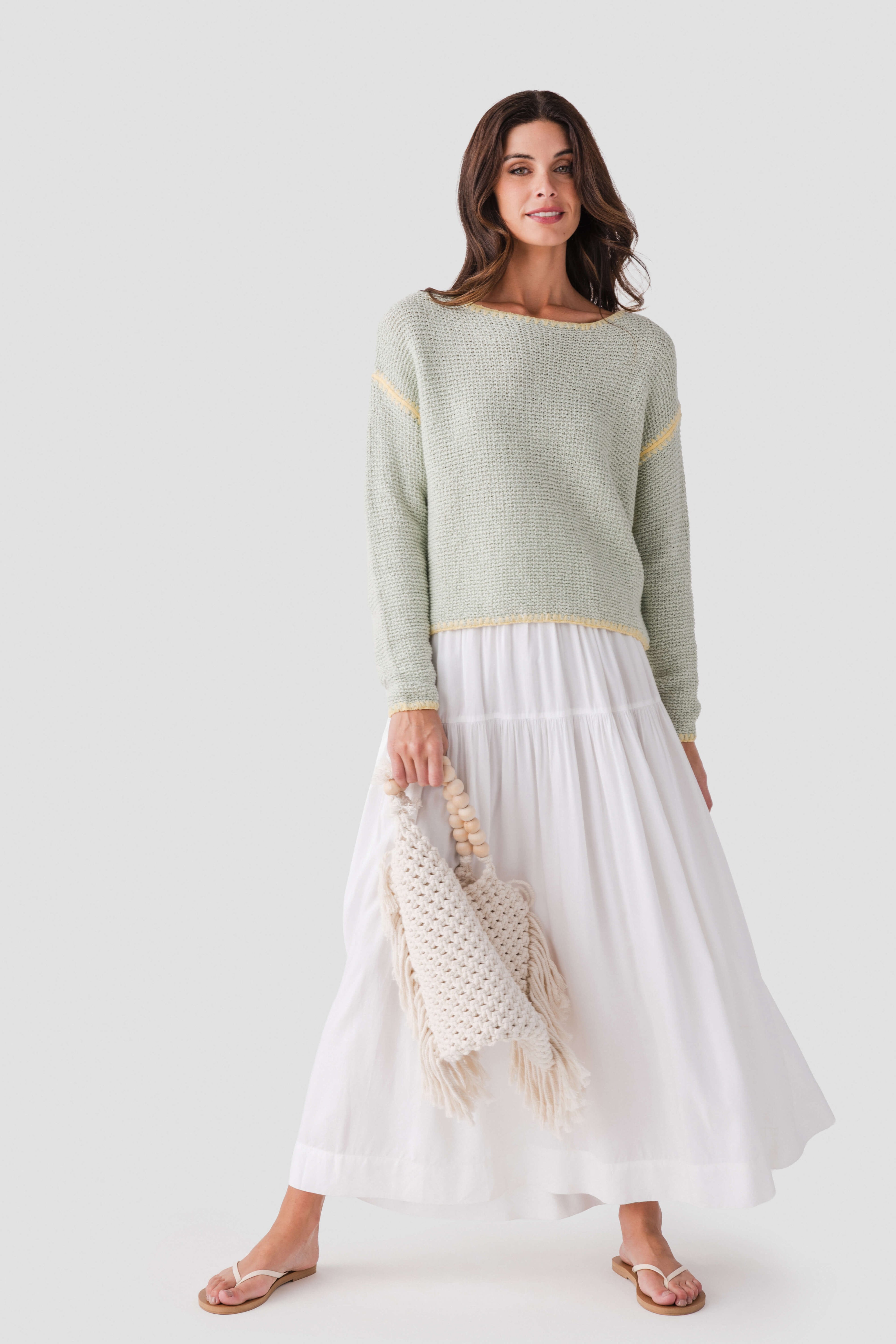 By Together Contrast Stitch Crochet Sweater