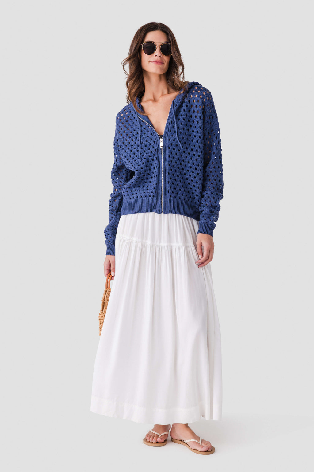 Elan Crochet Hooded Sweater