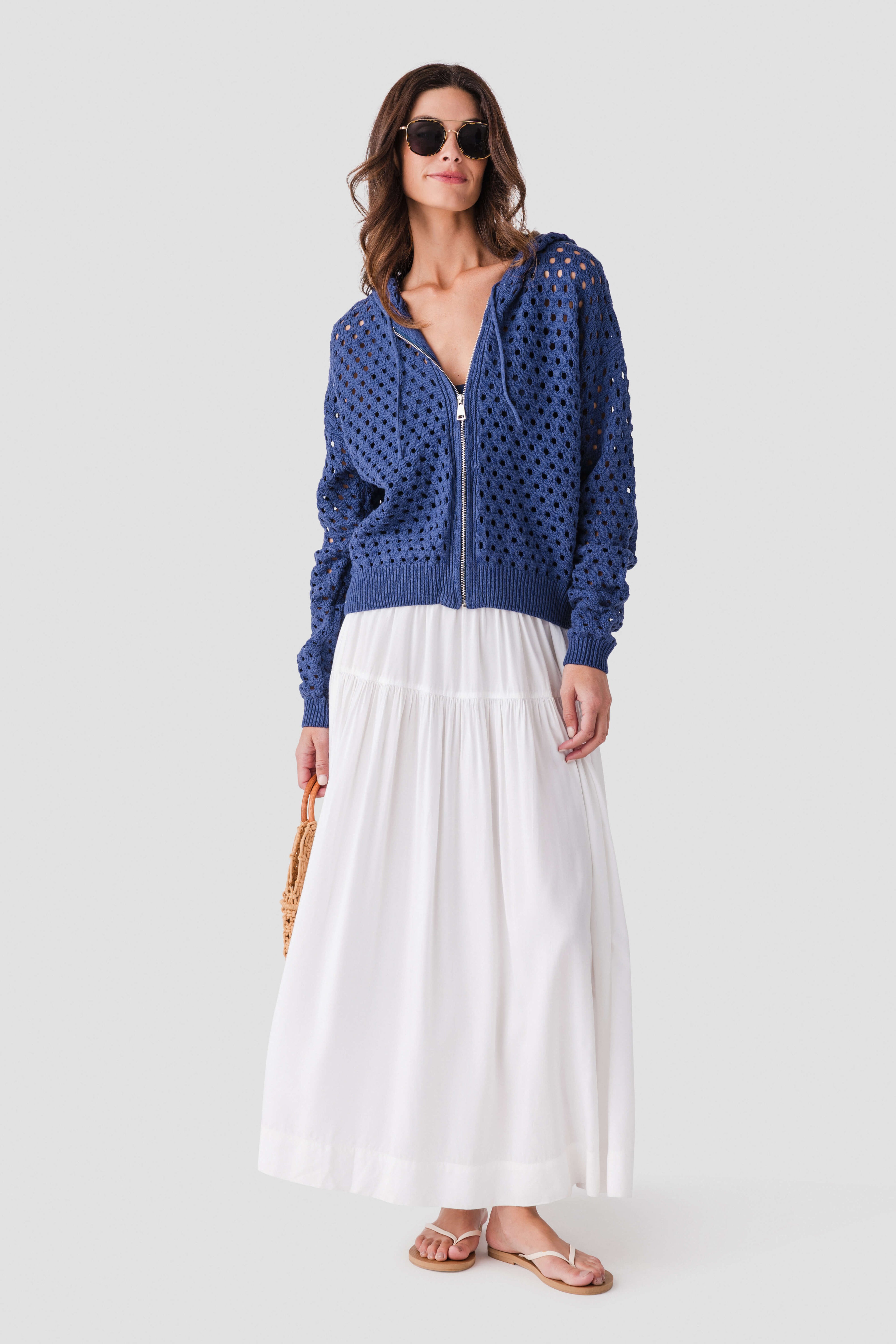 Elan Crochet Hooded Sweater
