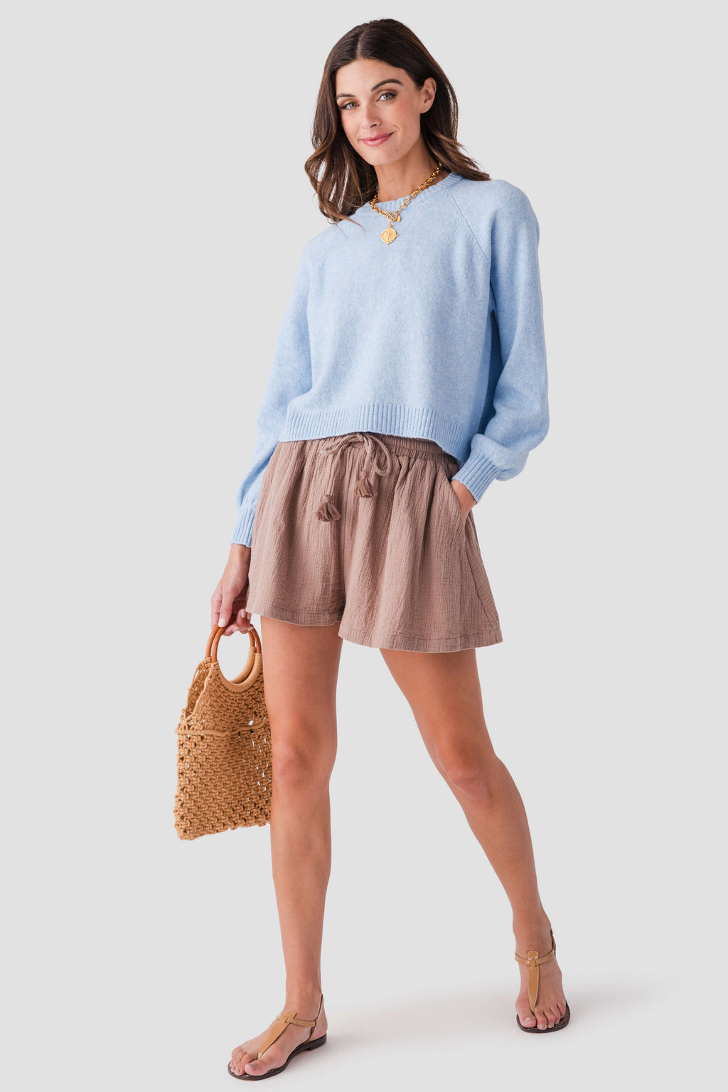 Elan Gauze Tie Waist Shorts