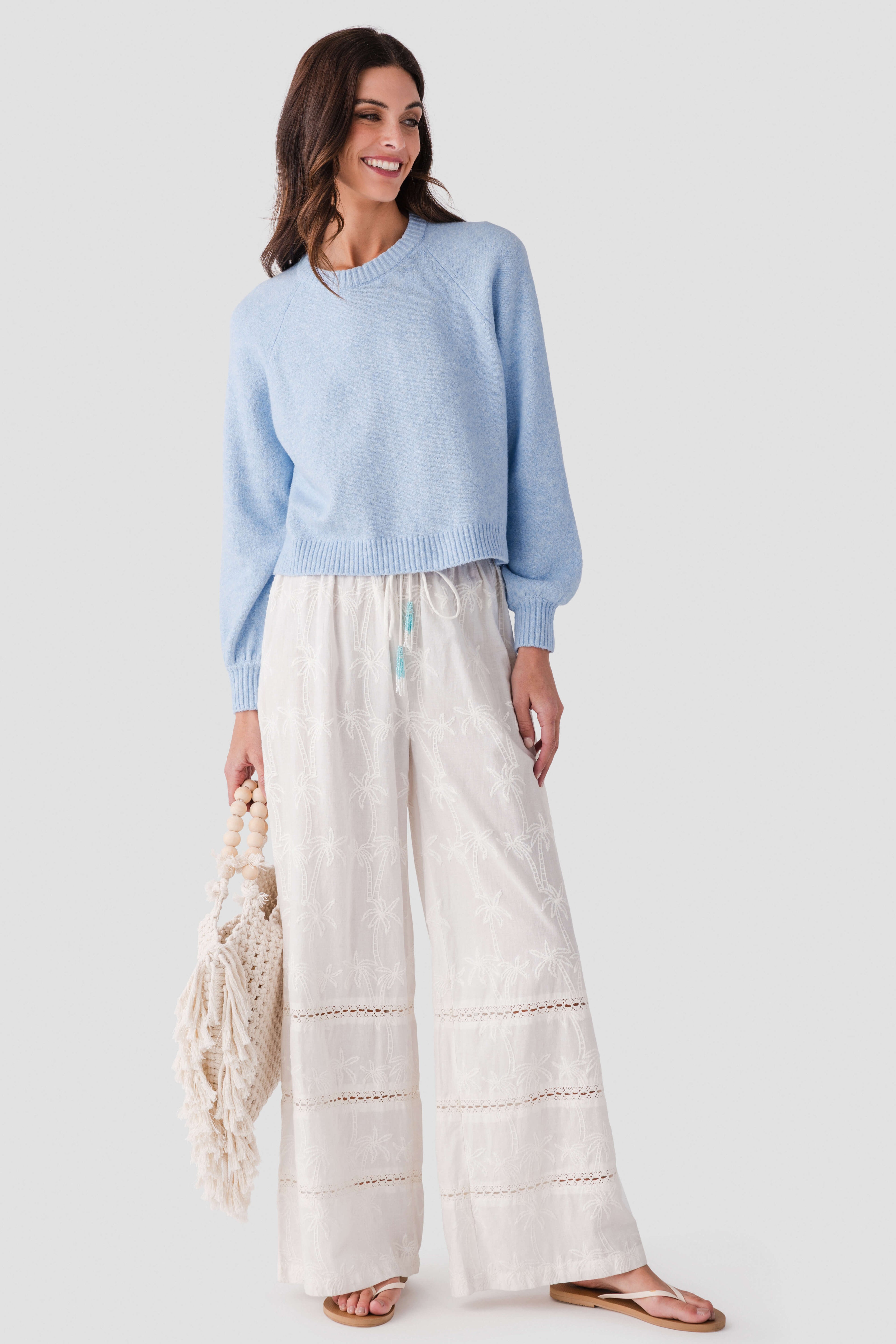 Surf Gypsy Palm Eyelet Wide Leg Pants