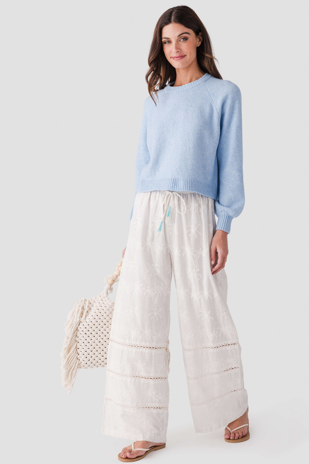 Surf Gypsy Palm Eyelet Wide Leg Pants